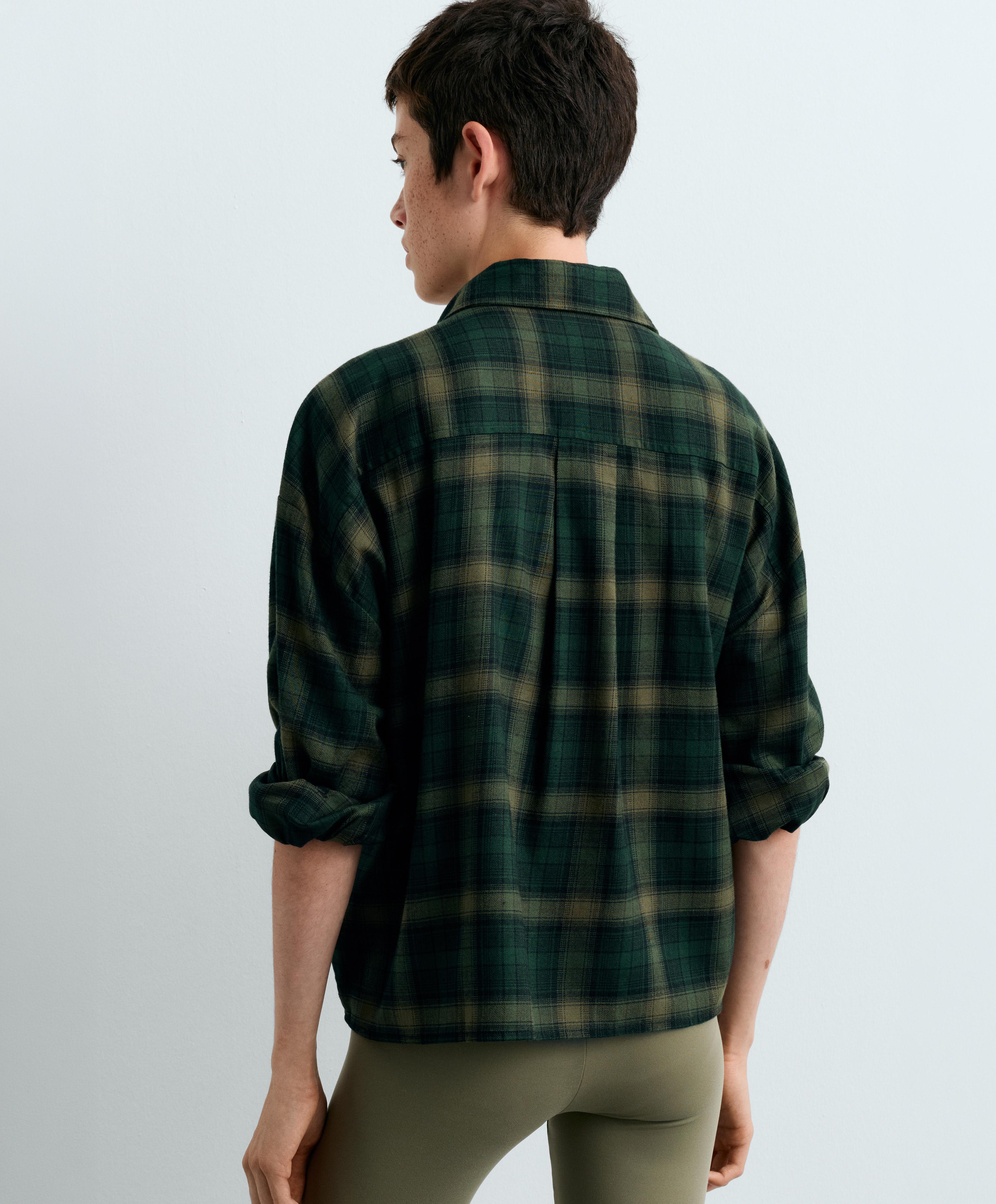 Checked cotton cropped shirt — EMERALD GREEN