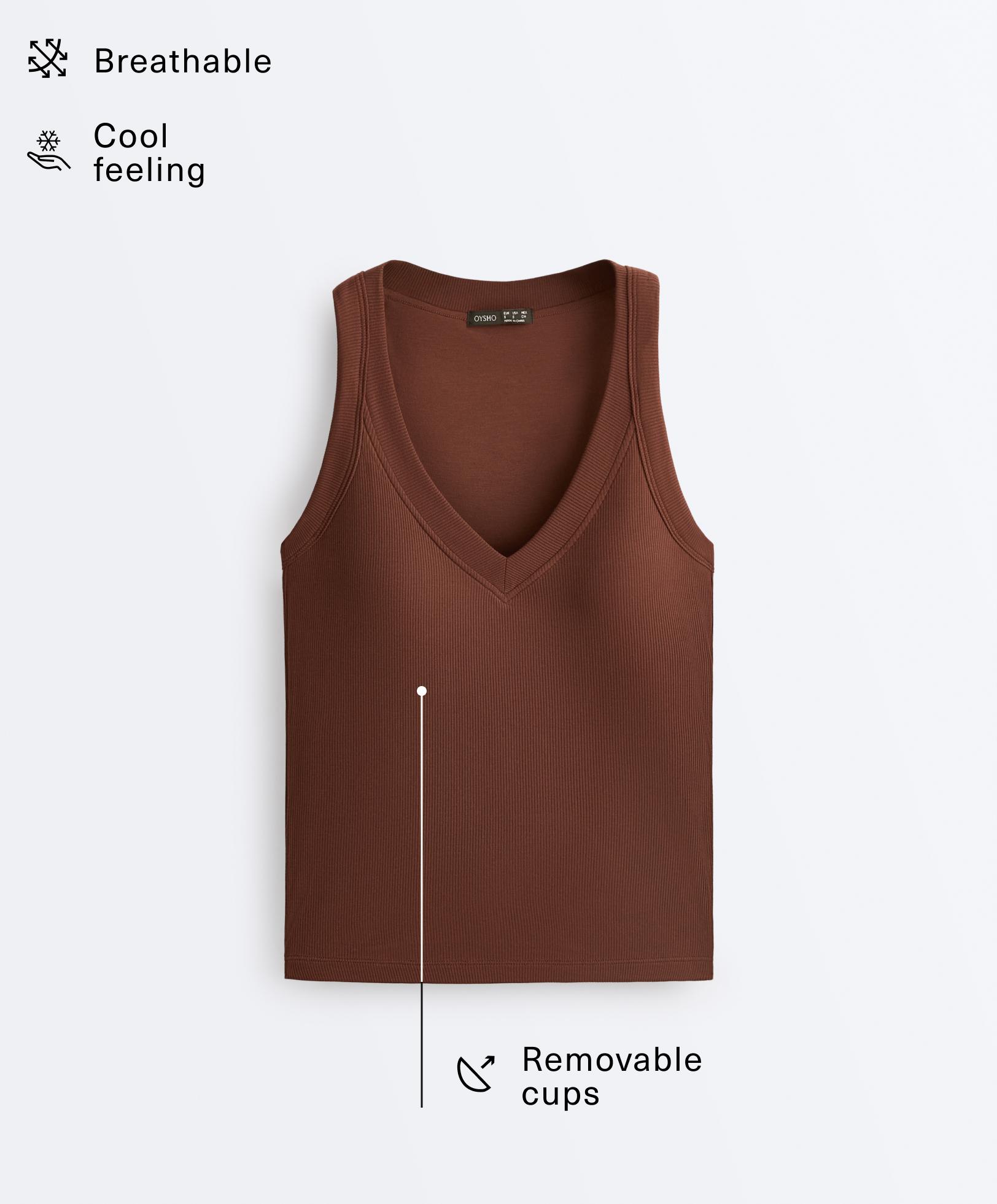 Rib modal blend tank top — COFFEE