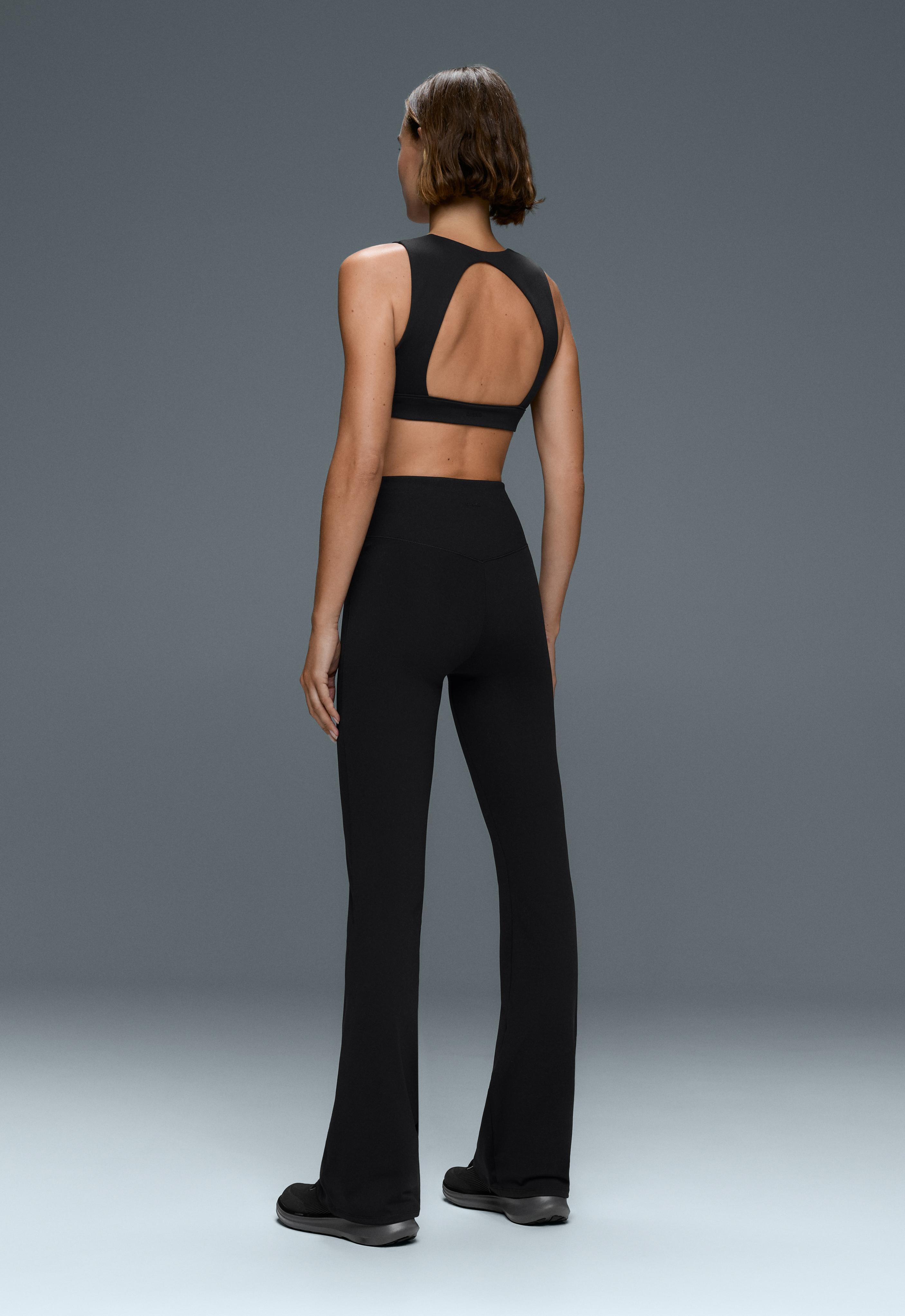 Evermove high rise flare trousers — BLACK