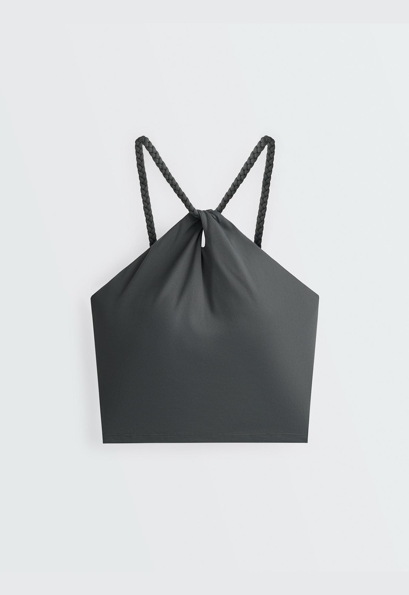 Comfortlux braided halter tank top — STEEL GREY