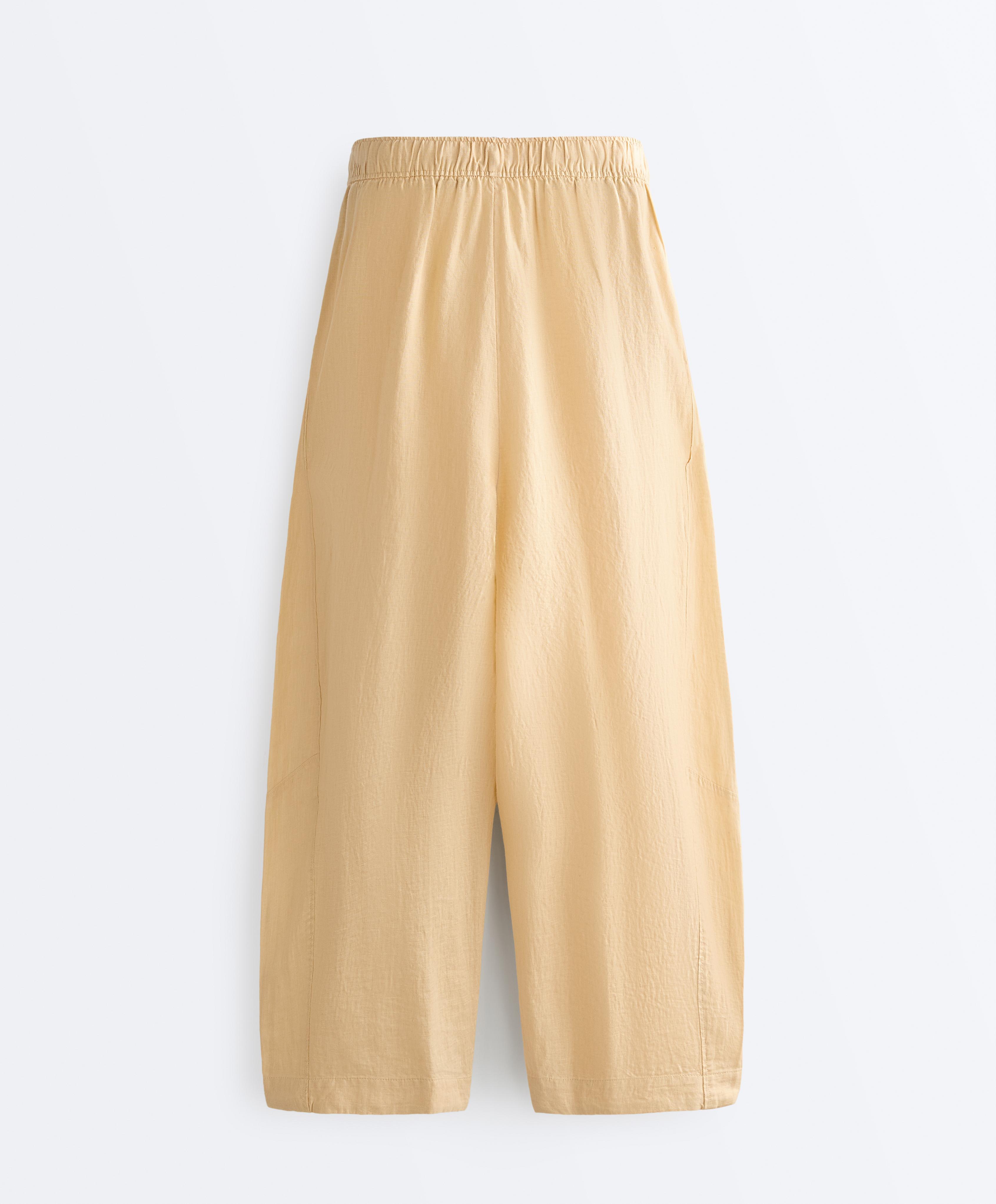 100% linen balloon trousers — WASHED YELLOW