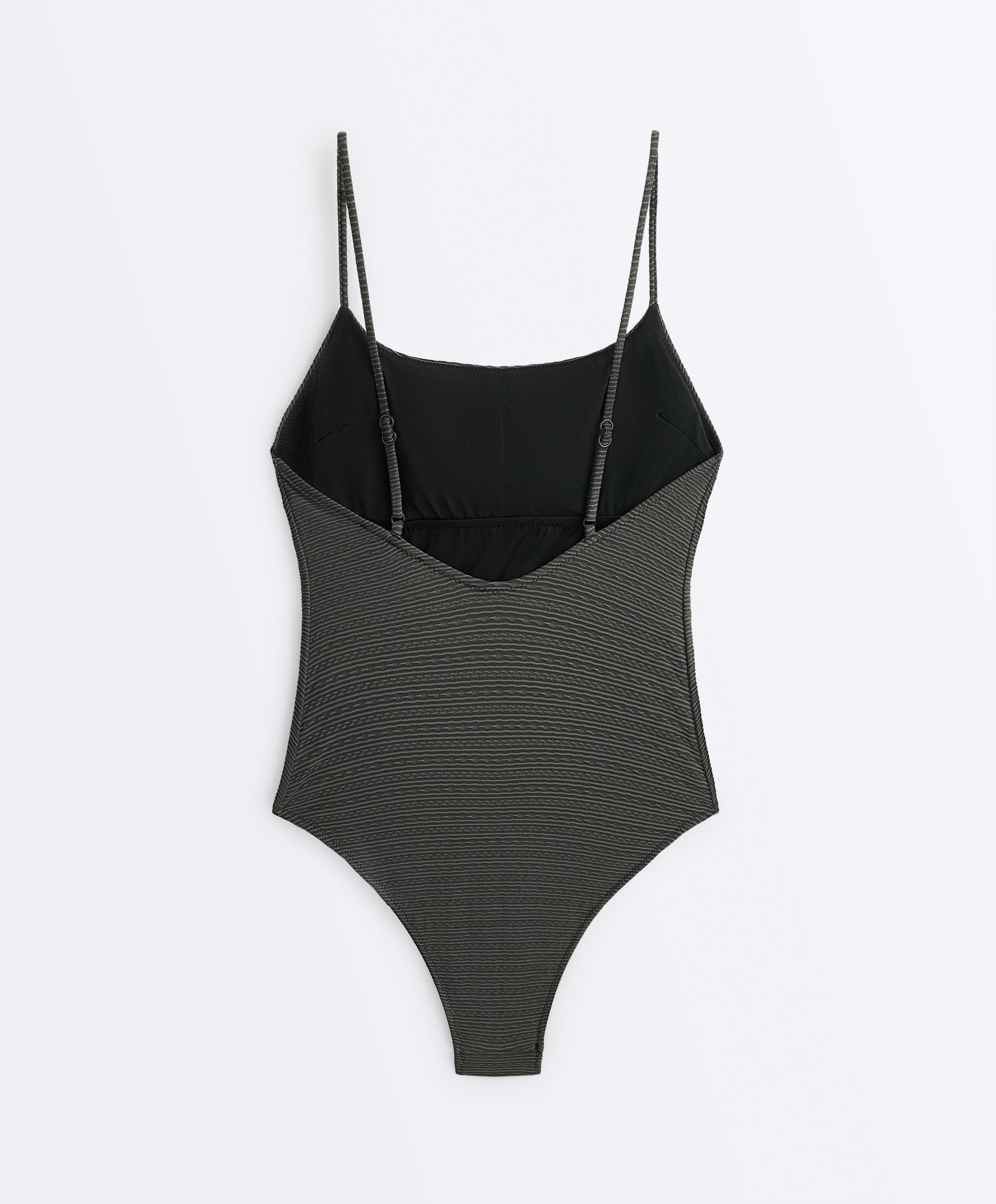 Faded effect jacquard swimsuit — WASHED ANTHRACITE