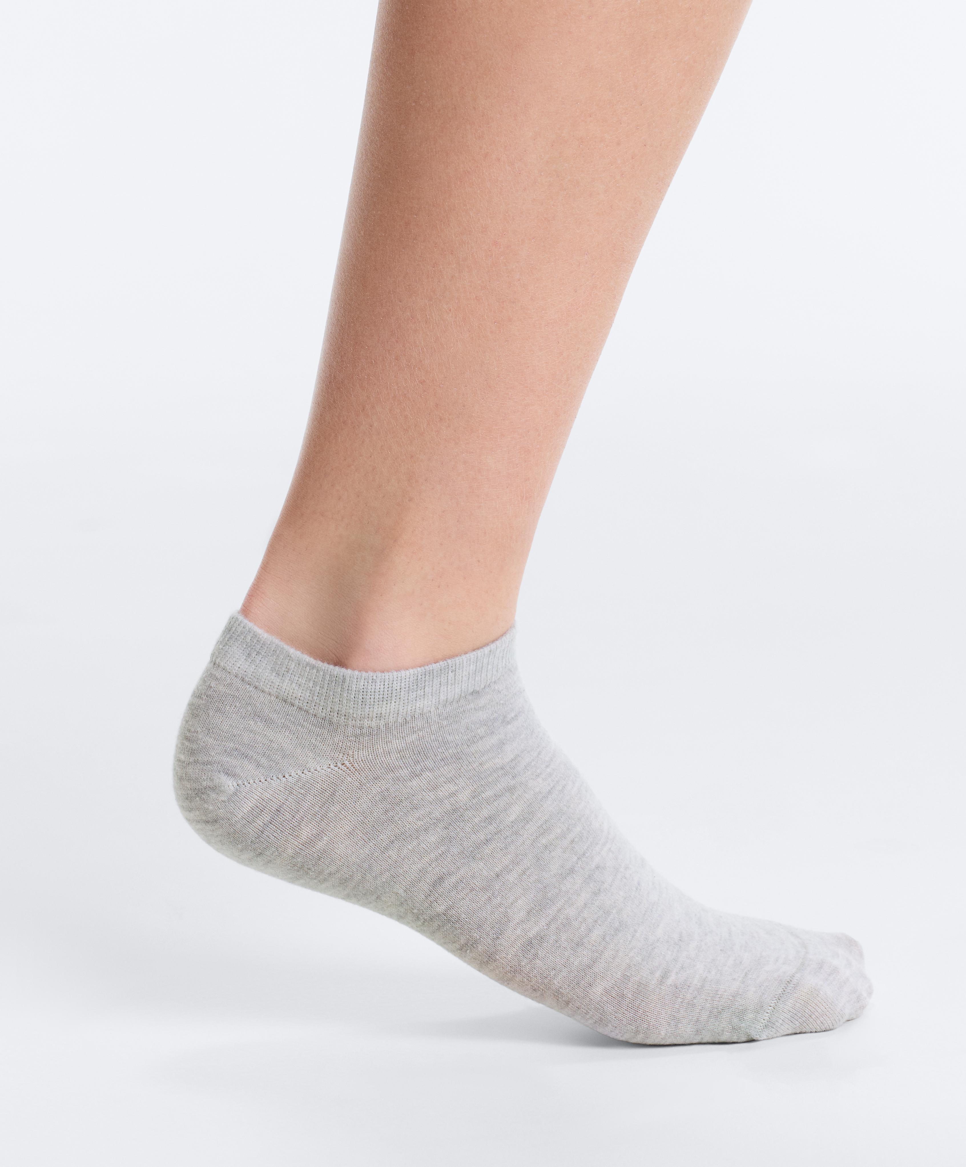 5 pairs of cotton sneaker socks — PALE GREY MELANGE