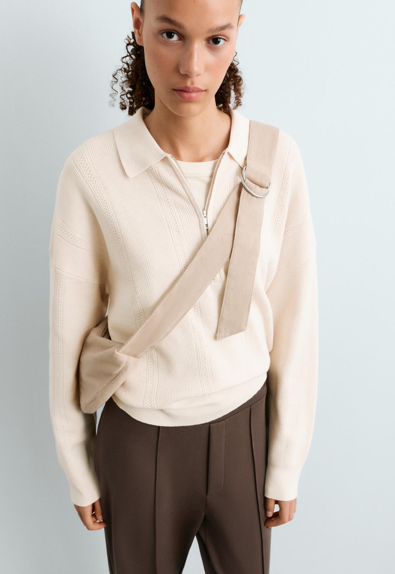 100% cotton crossbody bag — PALE BEIGE