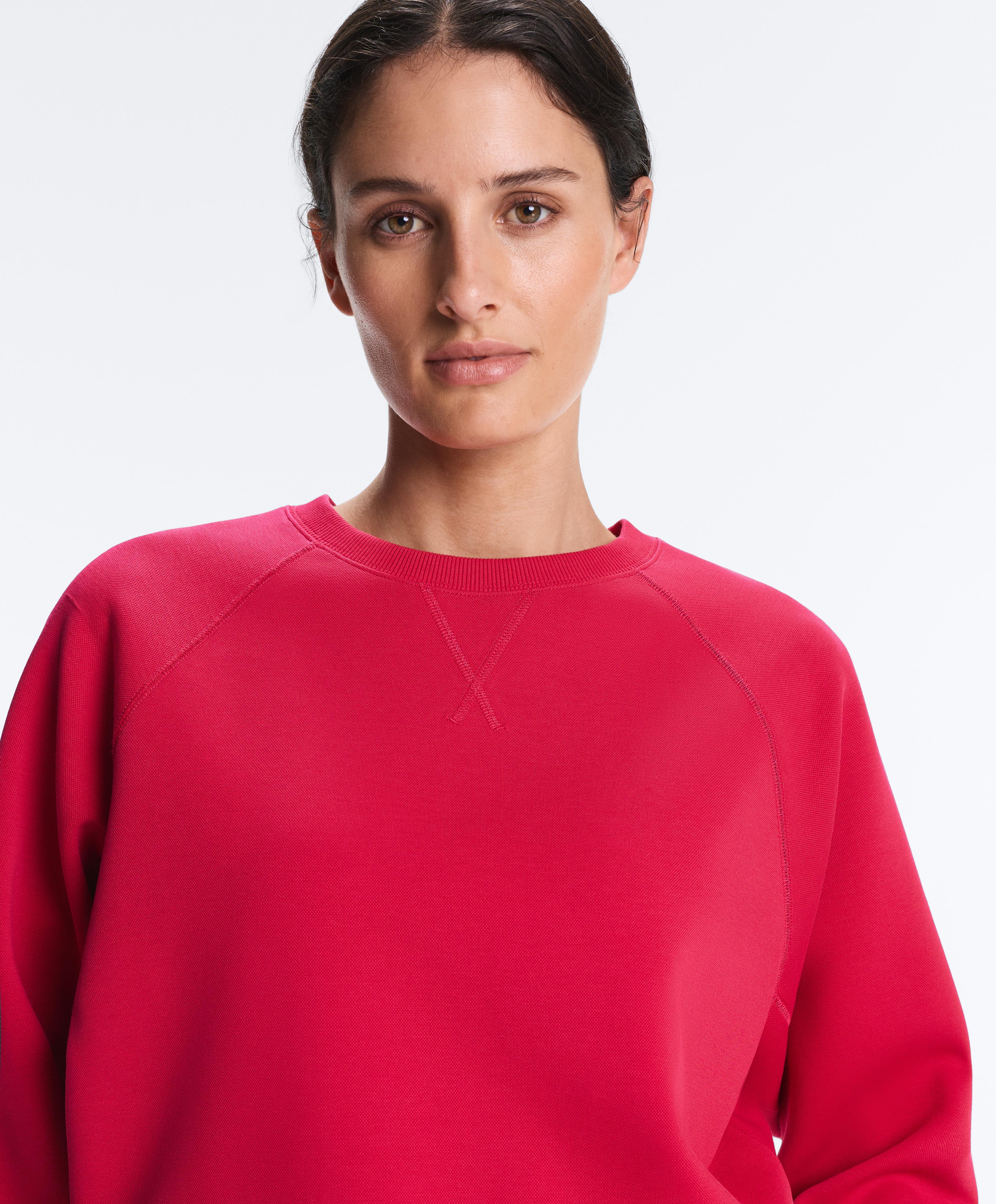 Round neck sweatshirt with piqué cotton — RED