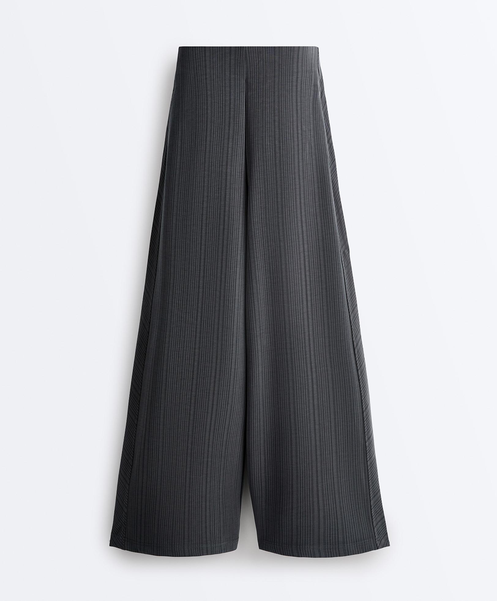 Asymmetric stripe trousers with modal — ASPHALT