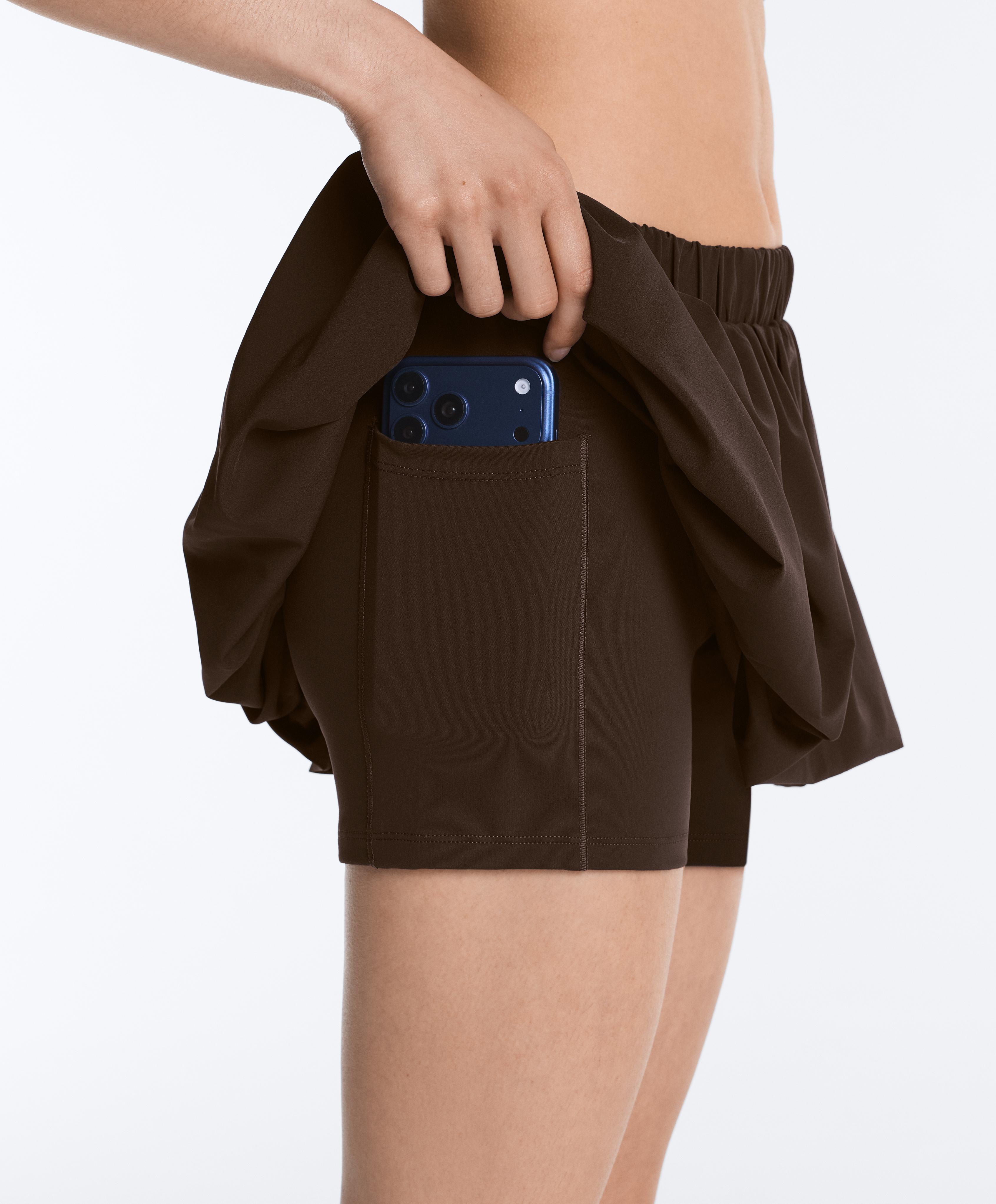 High rise Compressive balloon skirt — DARK BROWN