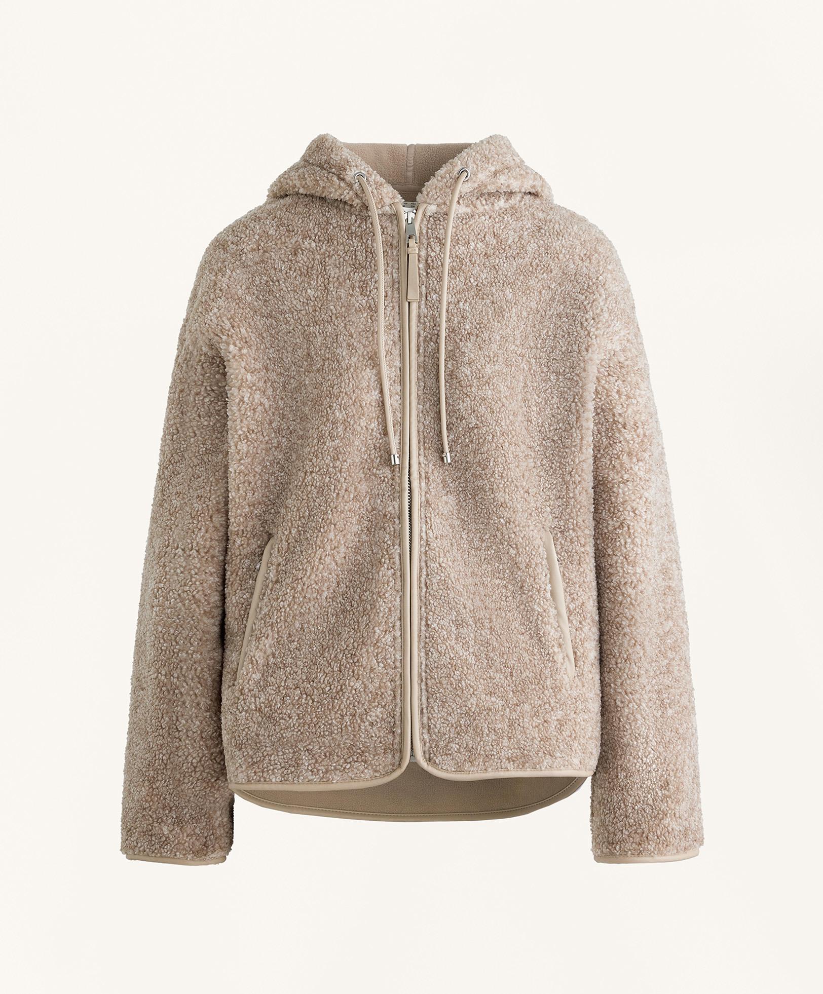 Faux-shearling hooded jacket — MINK MELANGE