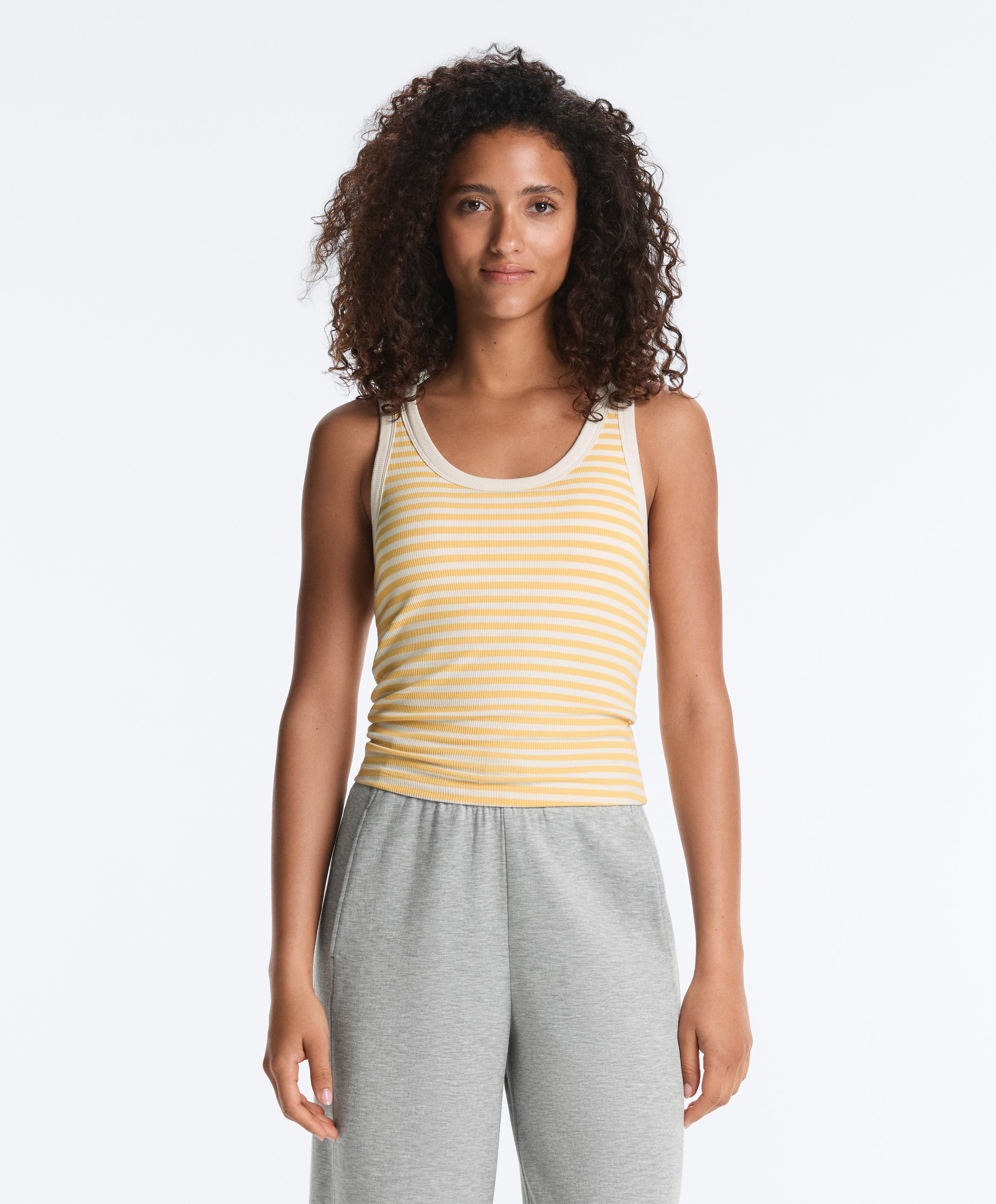 Long modal rib stripe tank top — MID-YELLOW