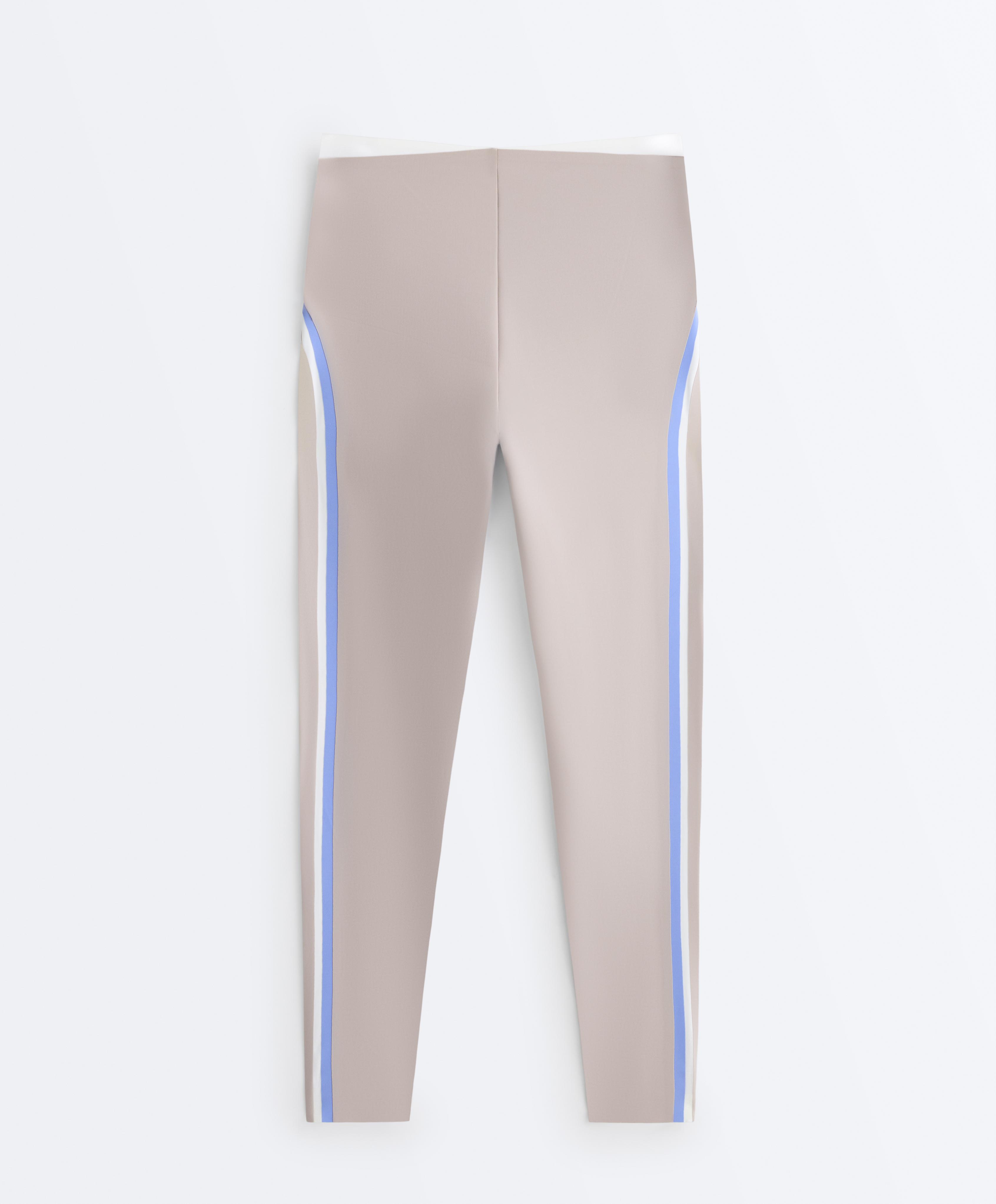 High rise compressive contrast ankle-length leggings - Sale