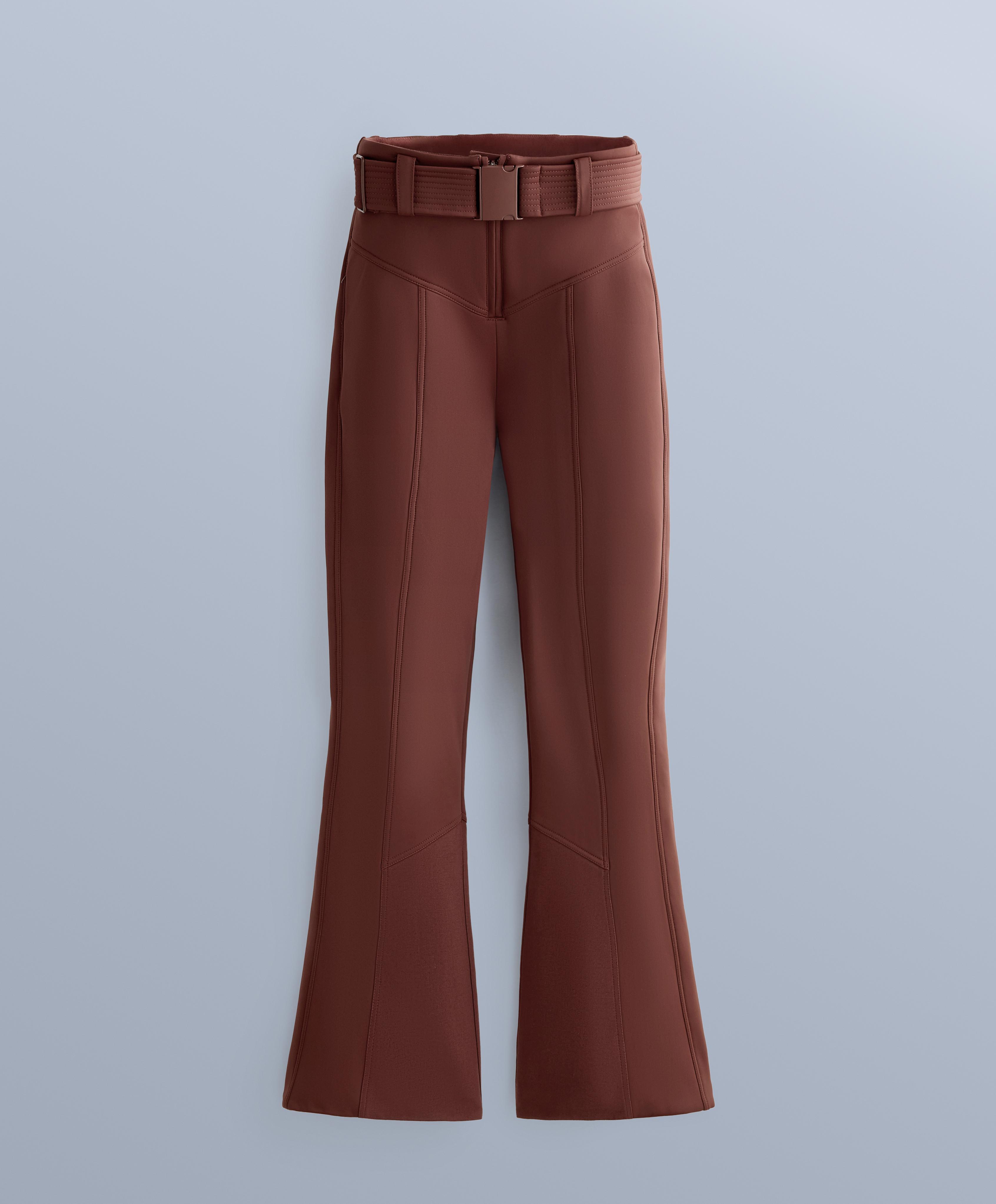 Water-resistant high-rise flare stretch SKI trousers — TERRACOTTA