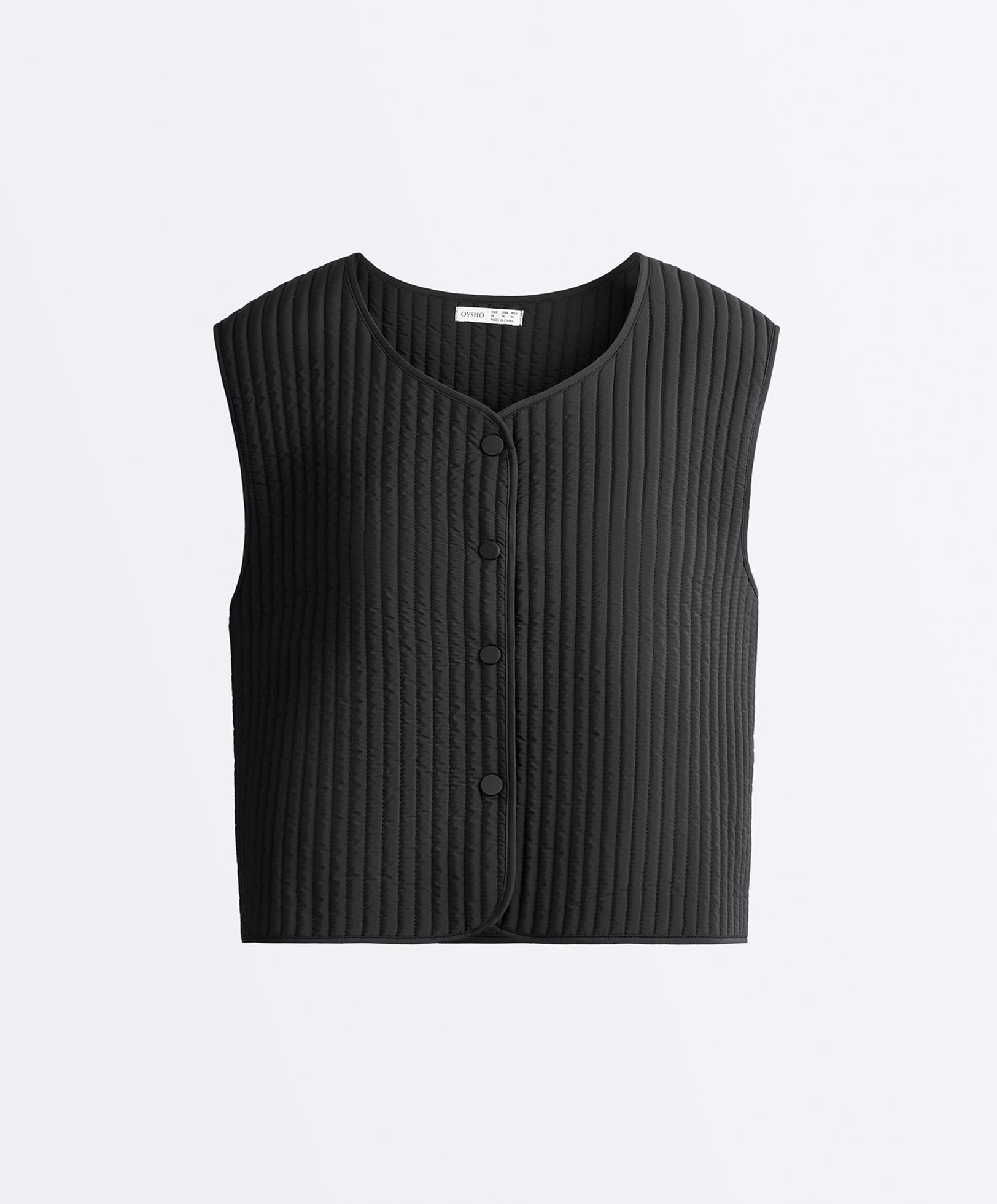 Thin padded nylon gilet — BLACK