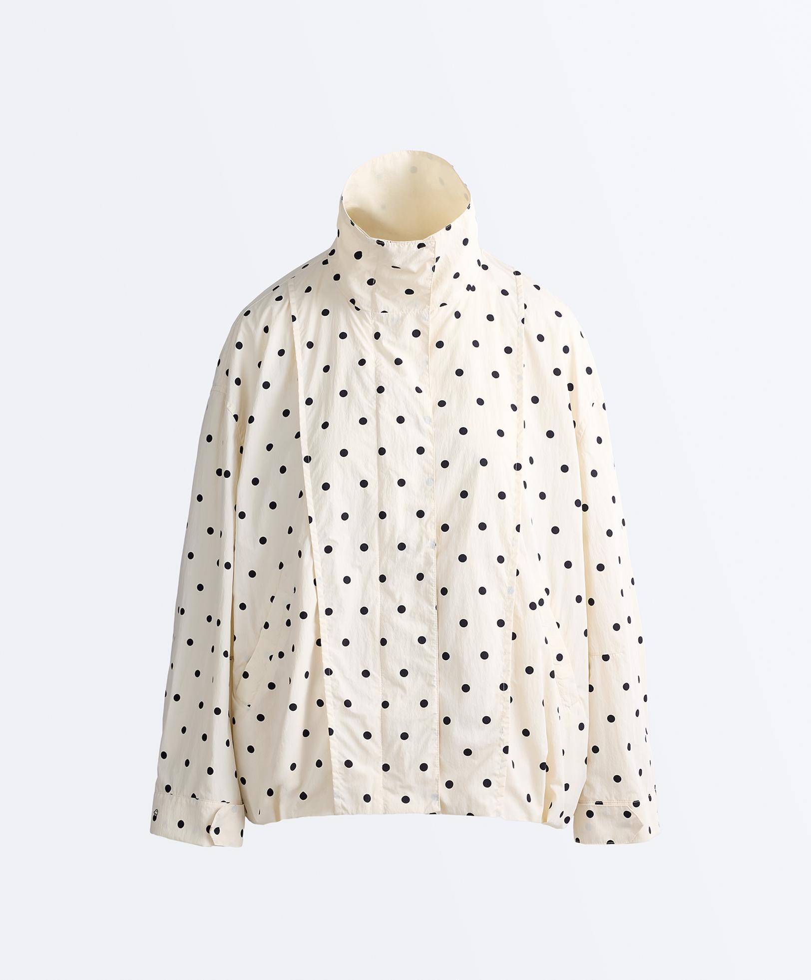 Long water-repellent polka dot jacket — PALE ECRU