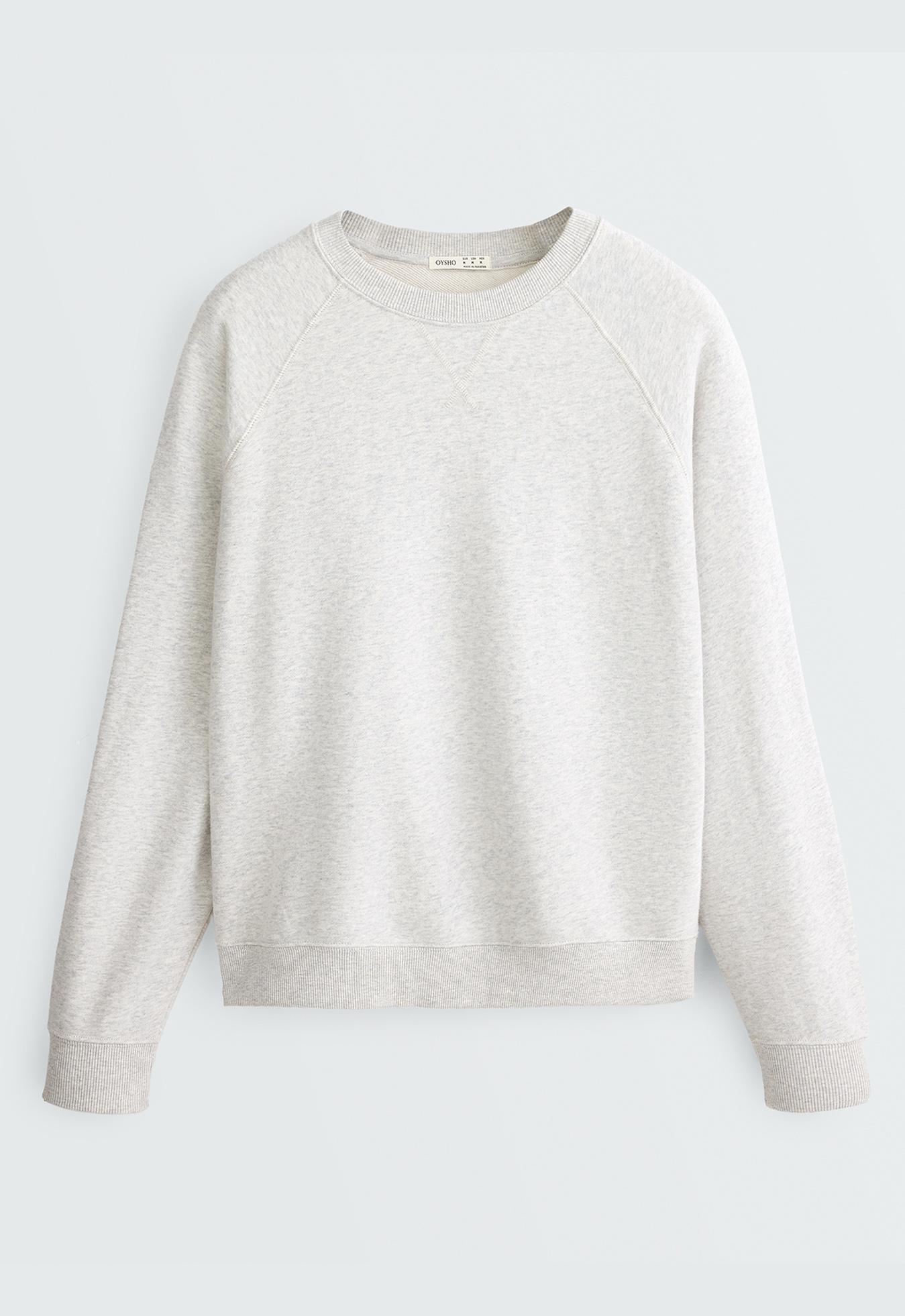 Cotton-blend marl fleece sweatshirt — PALE GREY MELANGE