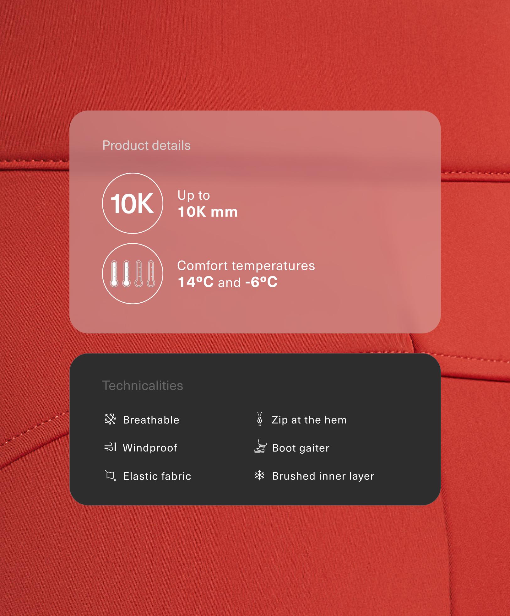 Water-resistant flare stretch SKI trousers