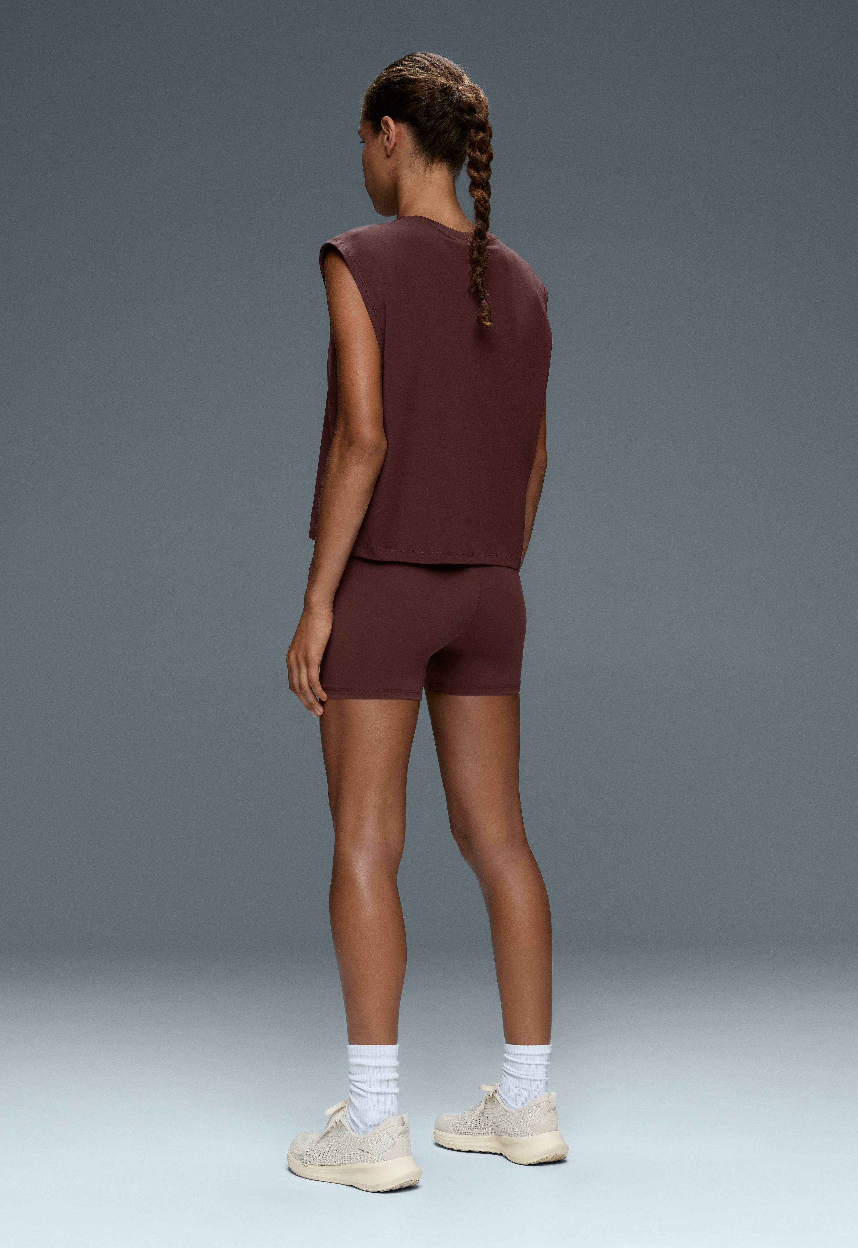 Cotton blend sleeveless T-shirt — CHOCOLATE