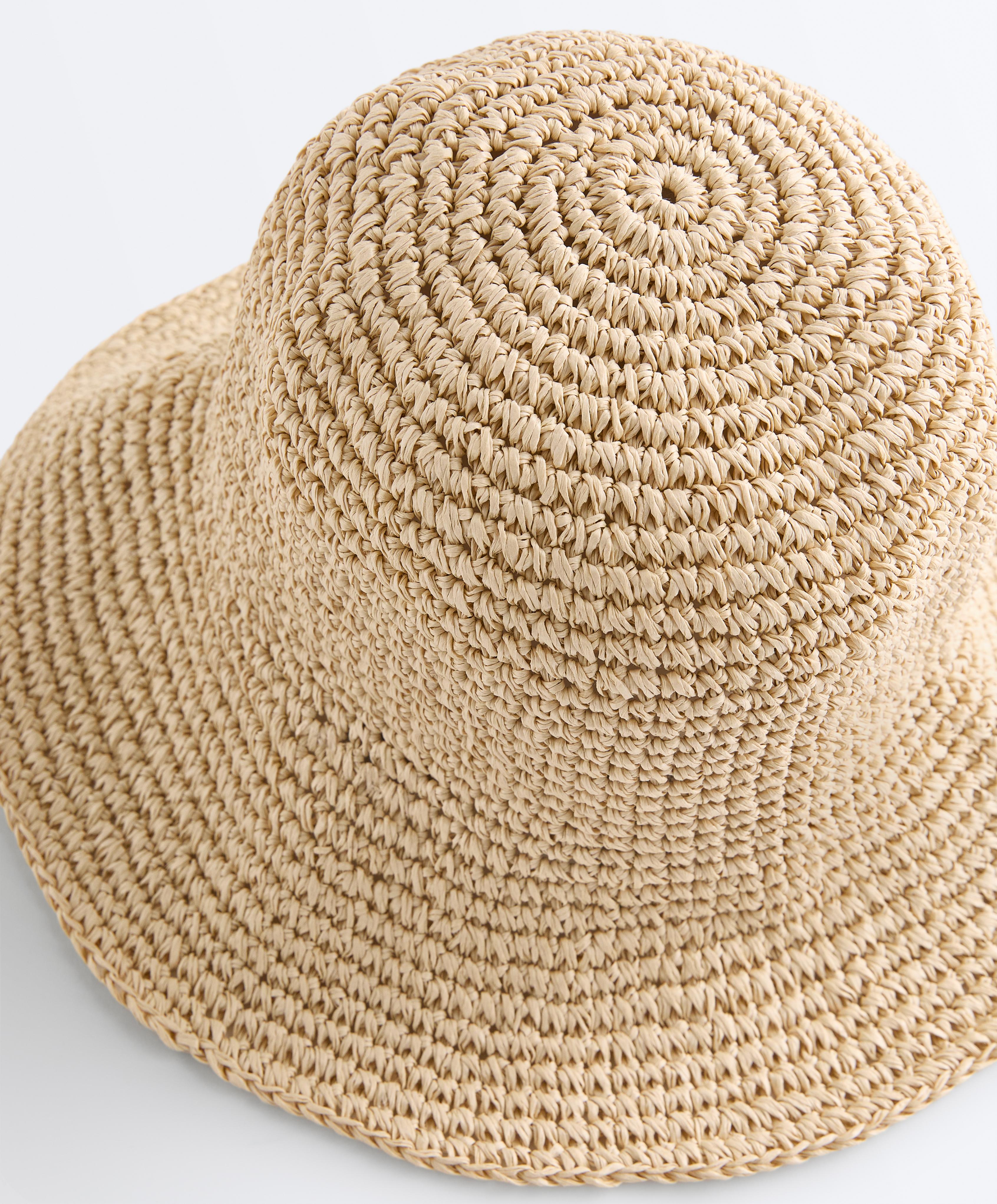 Raffia-effect bucket hat — NATURAL