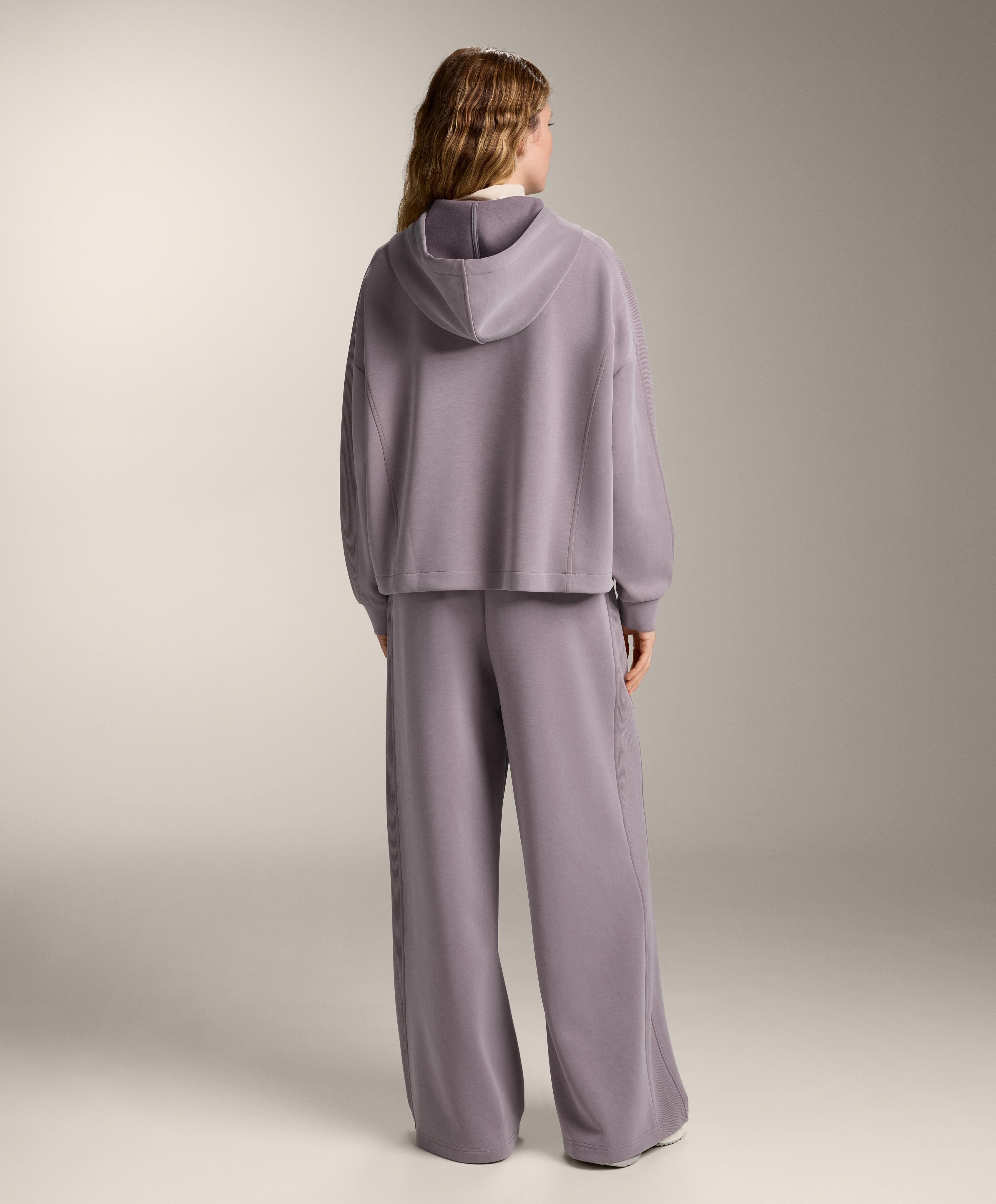 Lilac brushed modal rib straight-leg total look - Sale