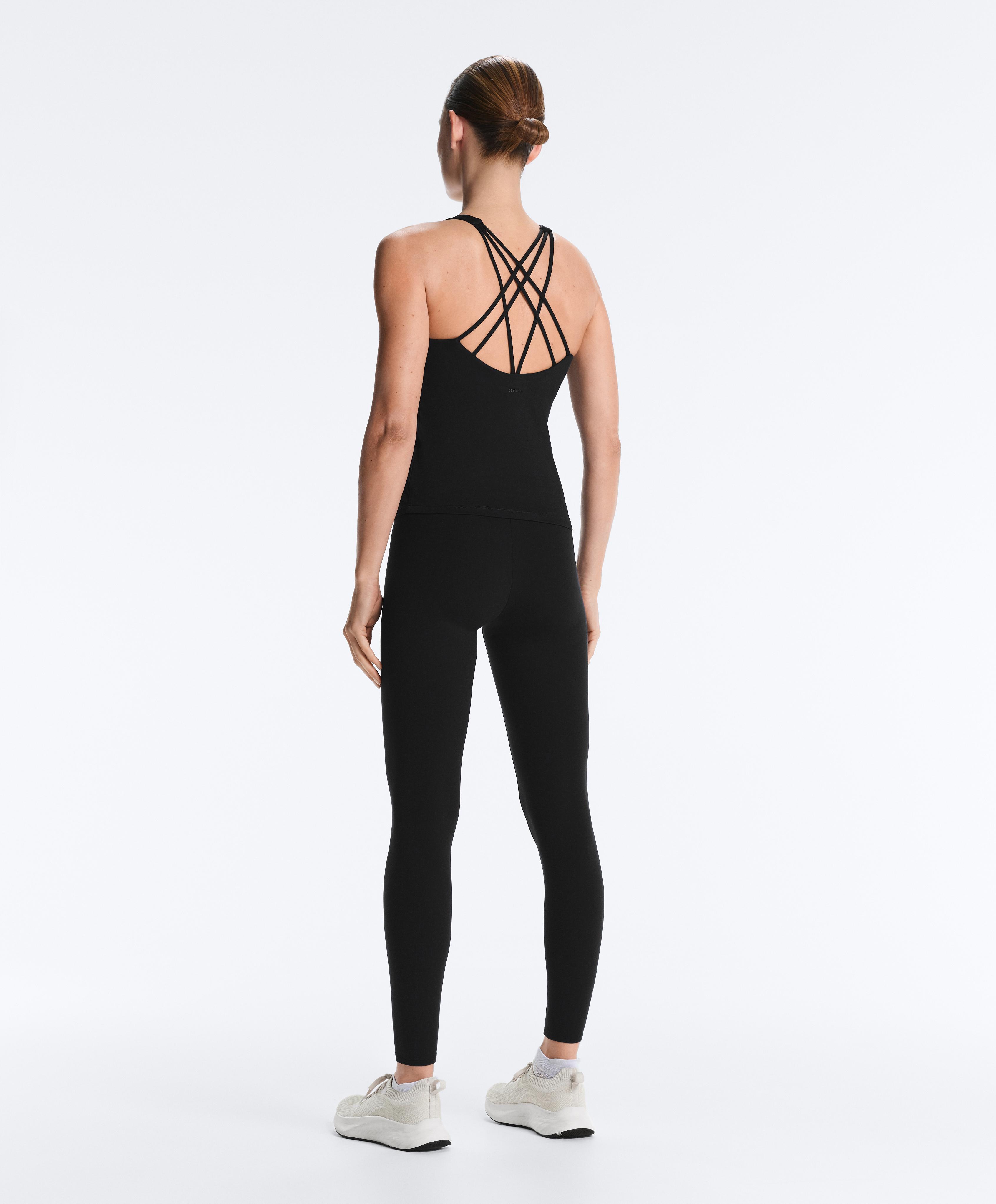 Comfortlux long Tank top multi strap cups — BLACK