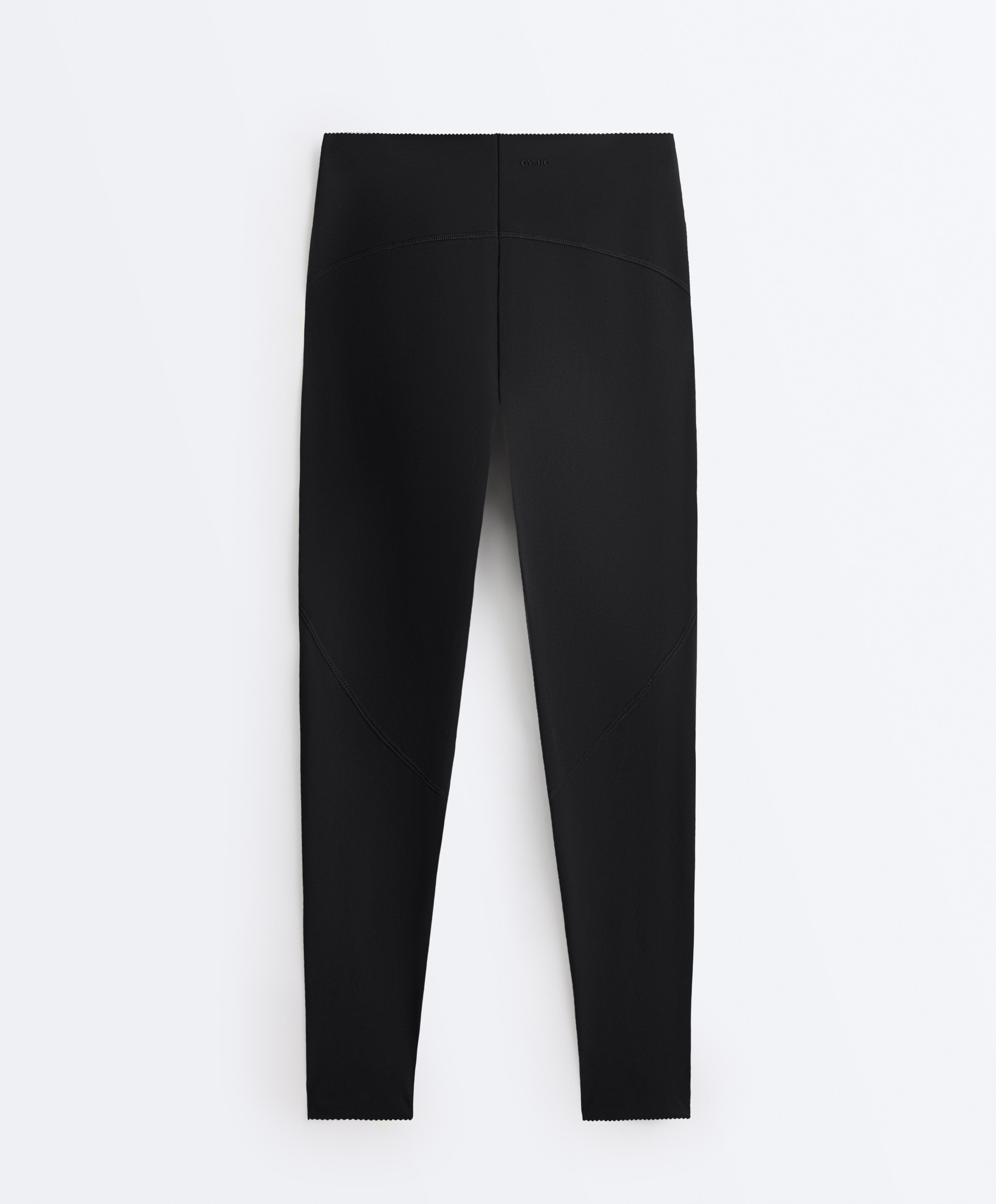Basic compressive high-waisted ankle-length leggings — BLACK