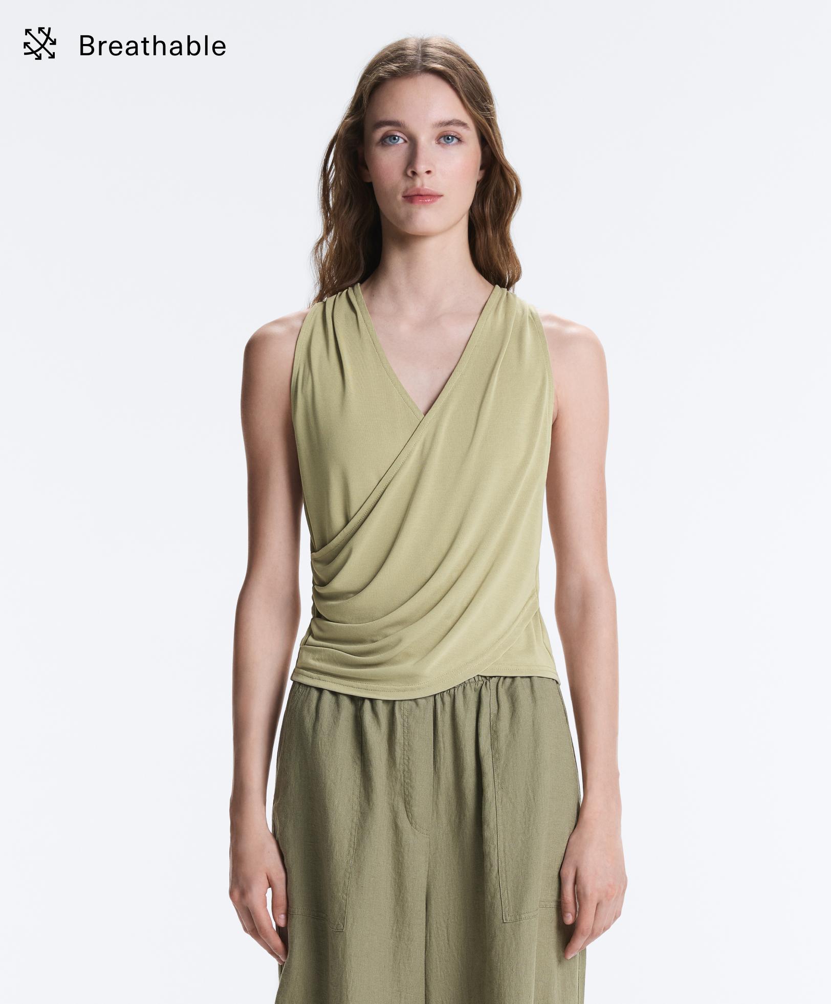 T-shirt croisé sans manches en mélange de modal T-shirt croisé sans manches en mélange de modal