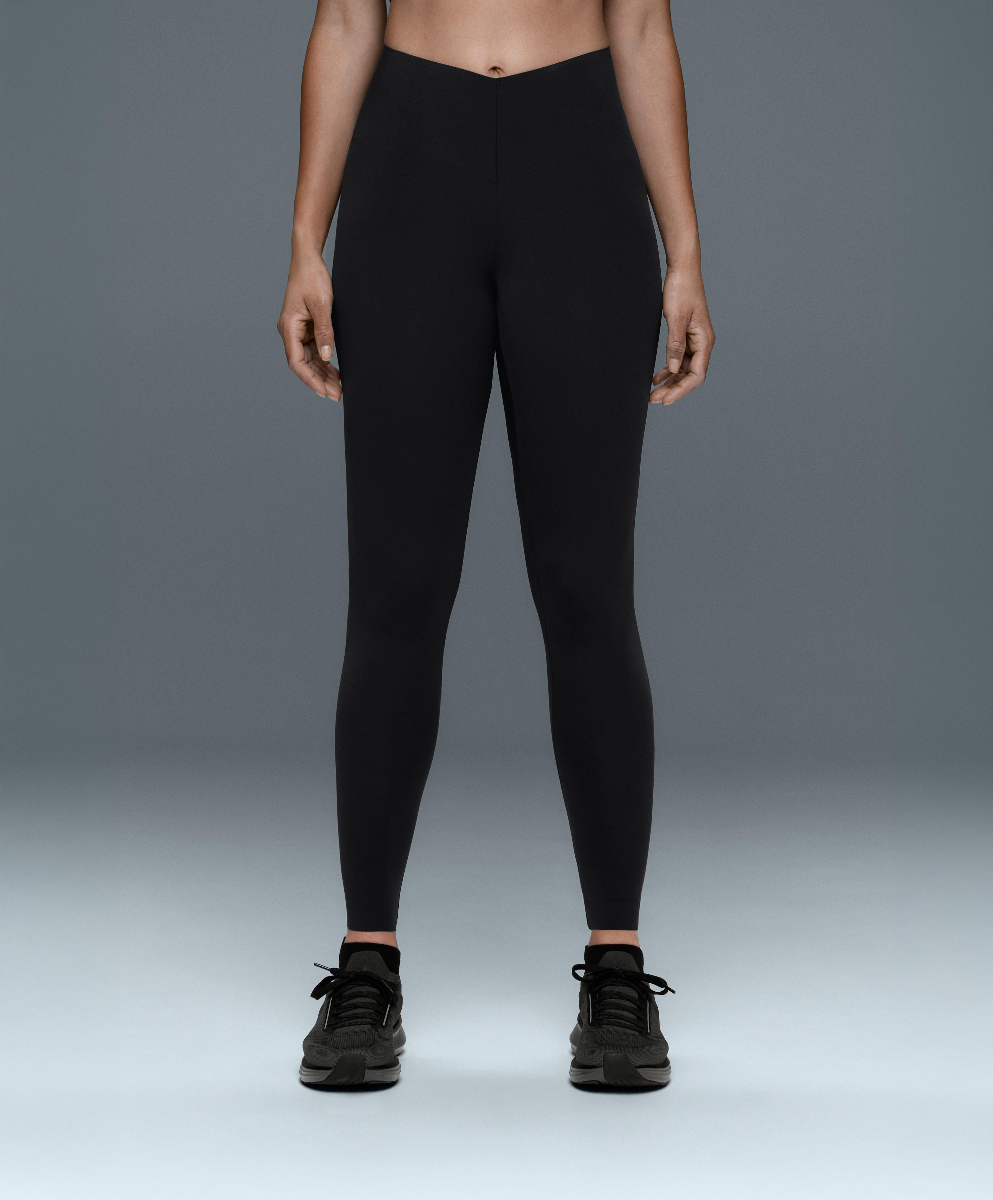 V-cut Light Touch 65cm high-rise ankle-length leggings — BLACK