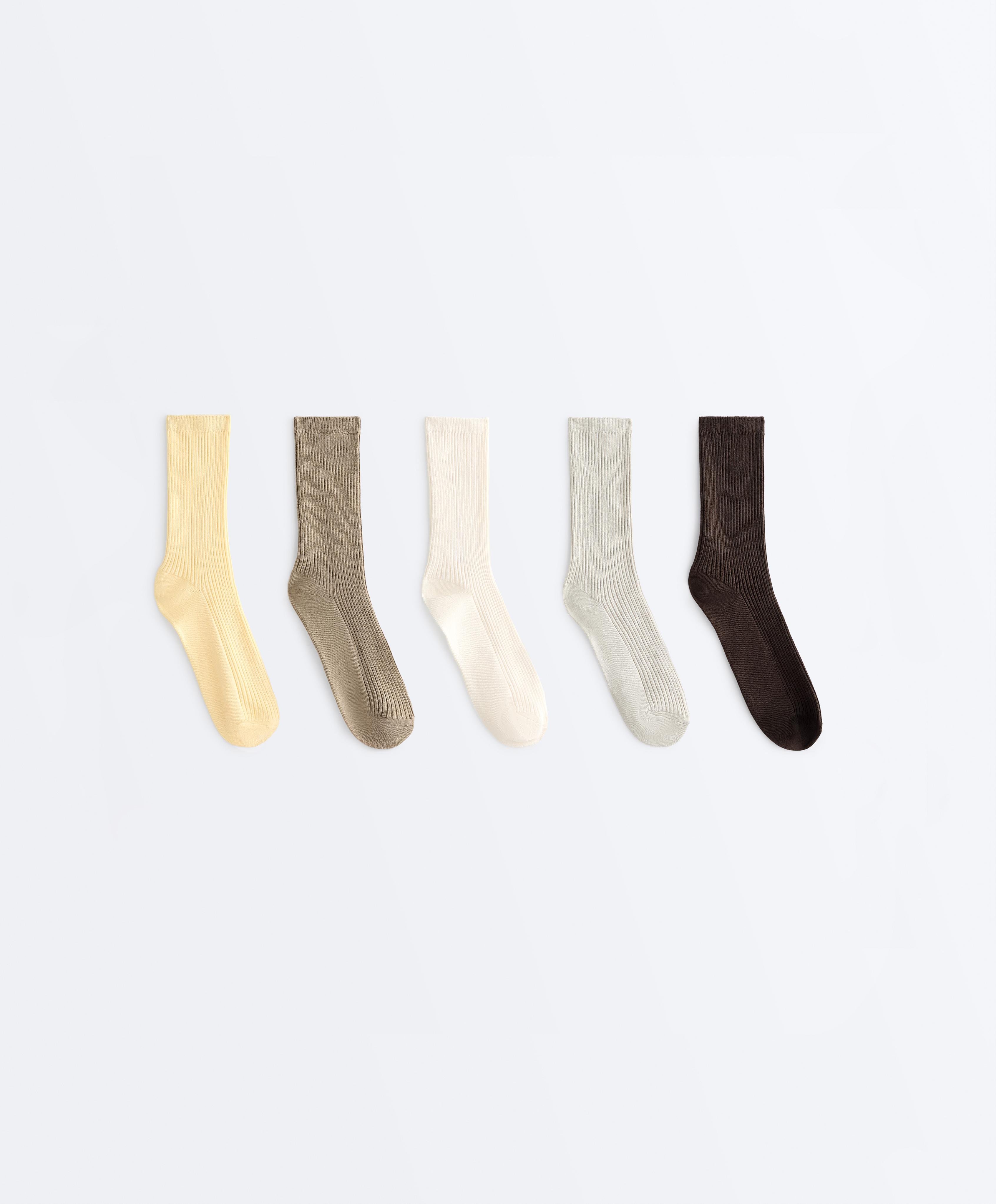 5 pairs of cotton blend classic socks — PALE YELLOW