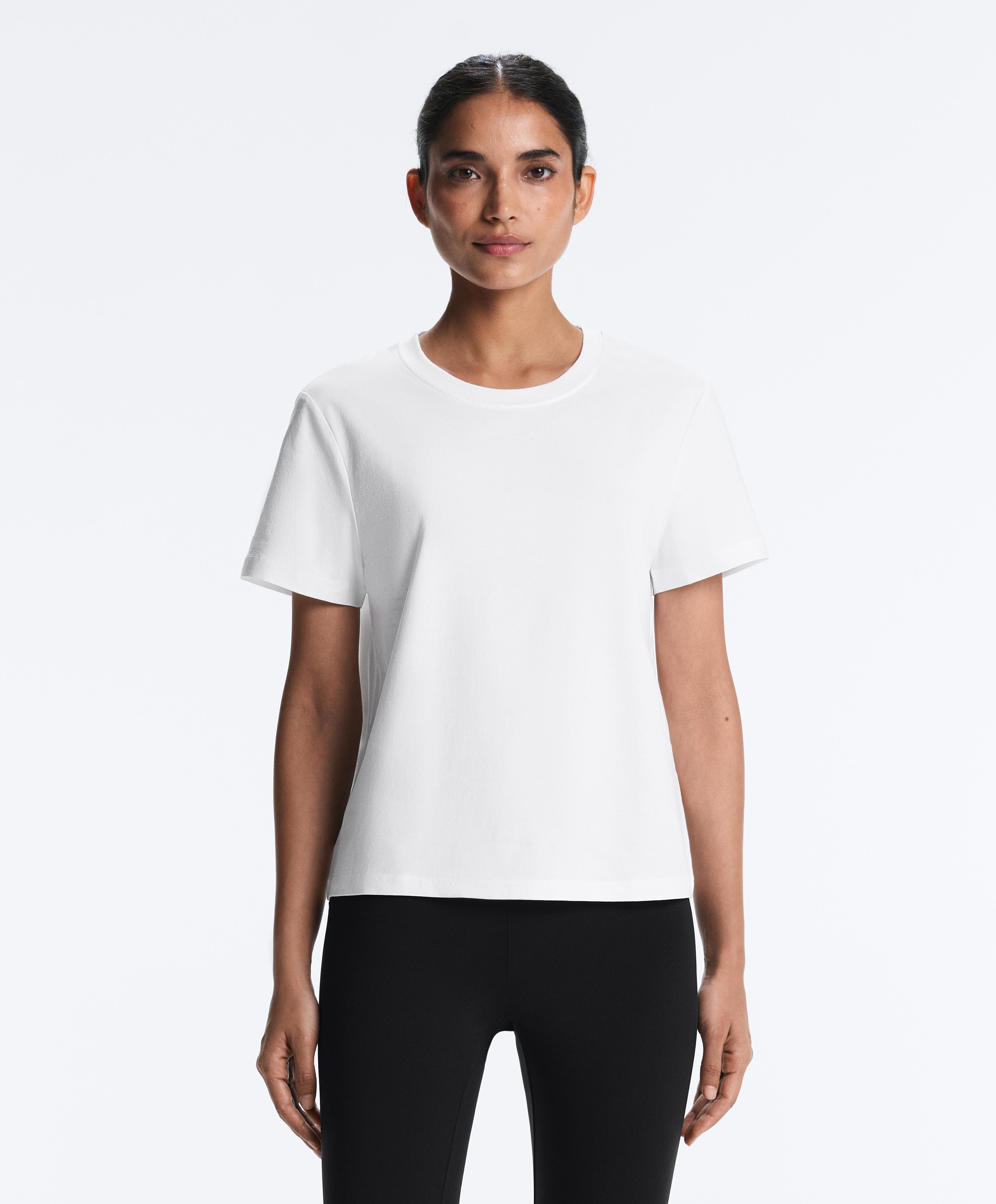 Regular cotton blend short-sleeve T-shirt — WHITE