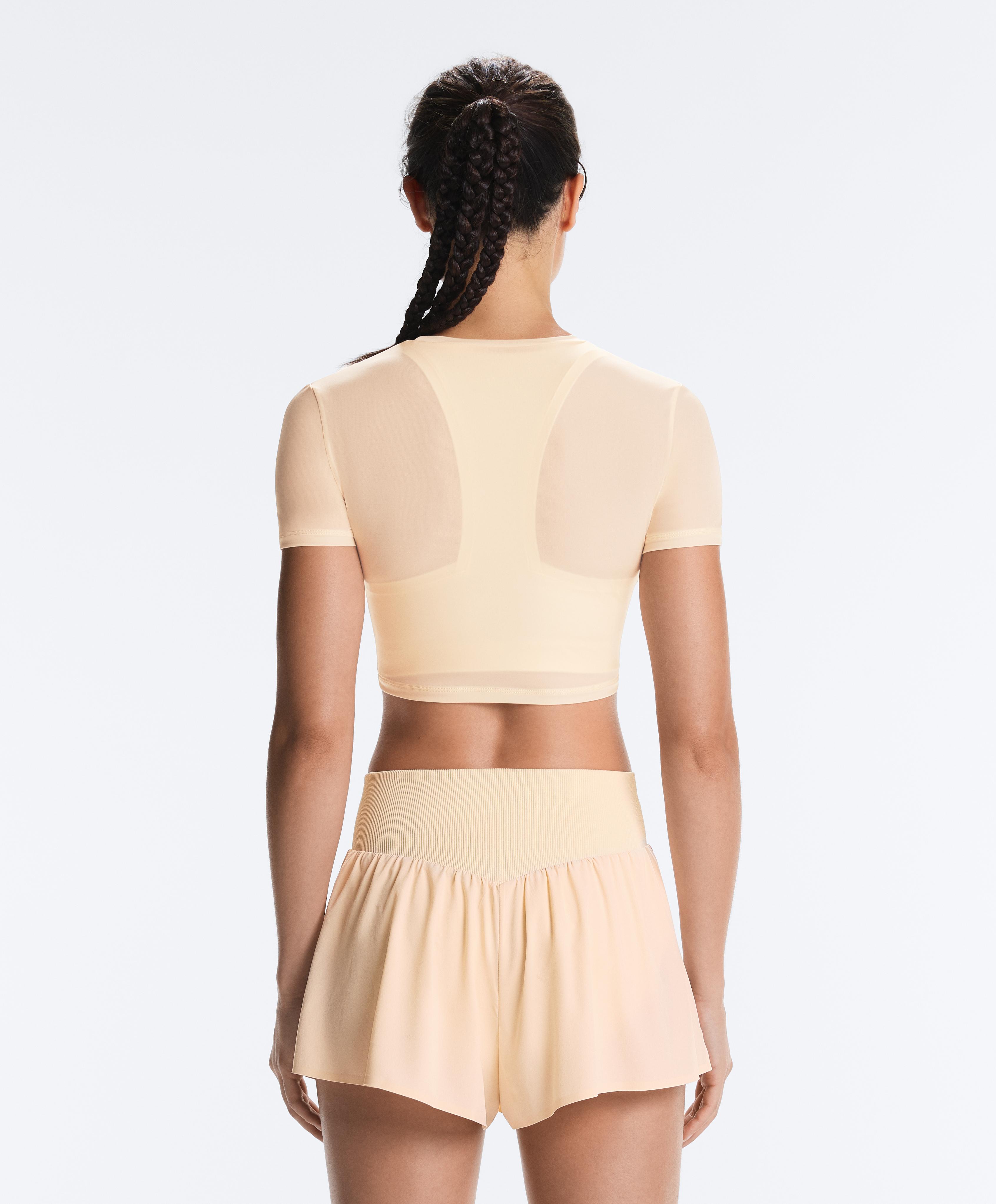 Short-sleeved sheer tank top — VANILLA