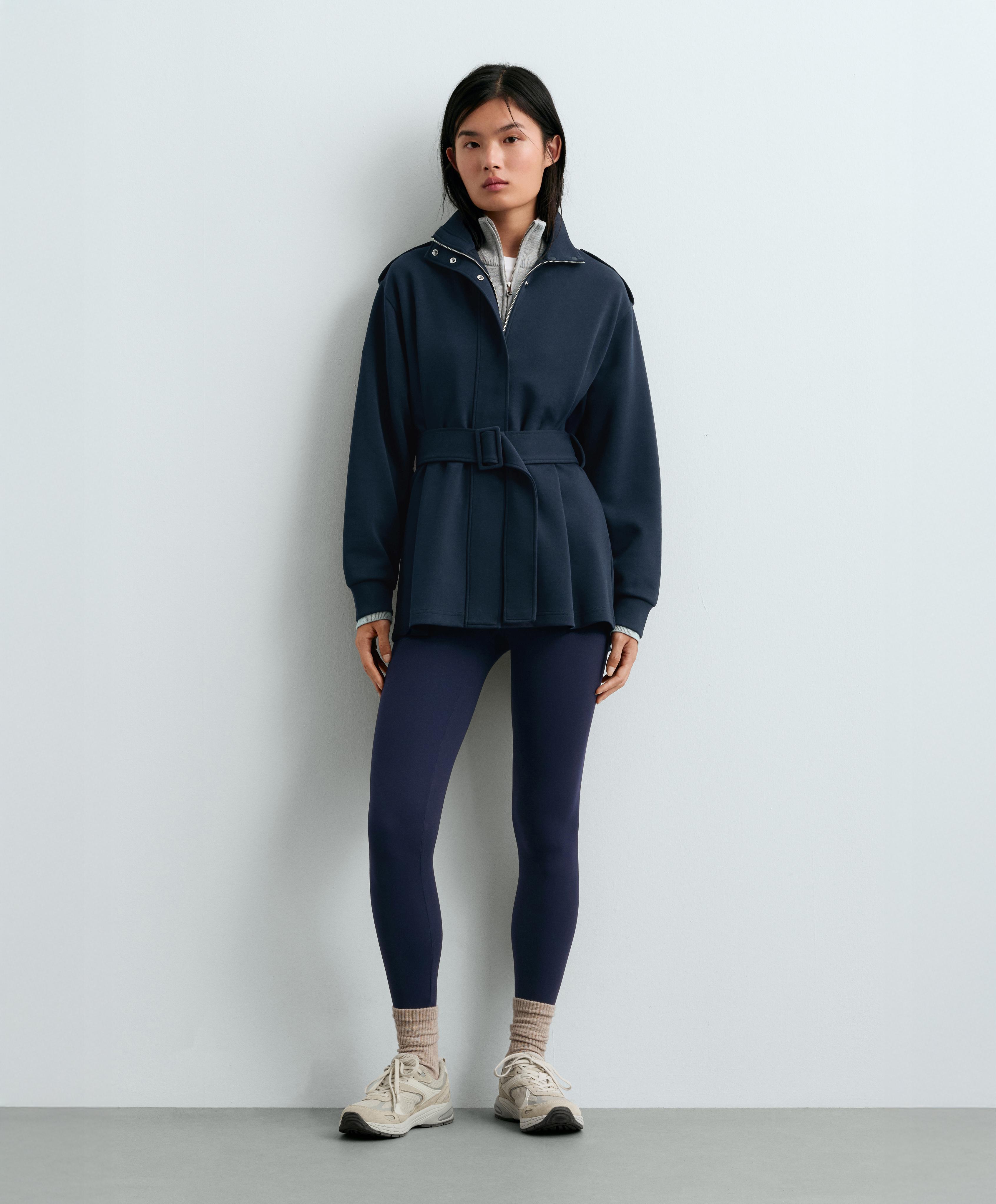 Long utility jacket with cotton — NAVY BLUE