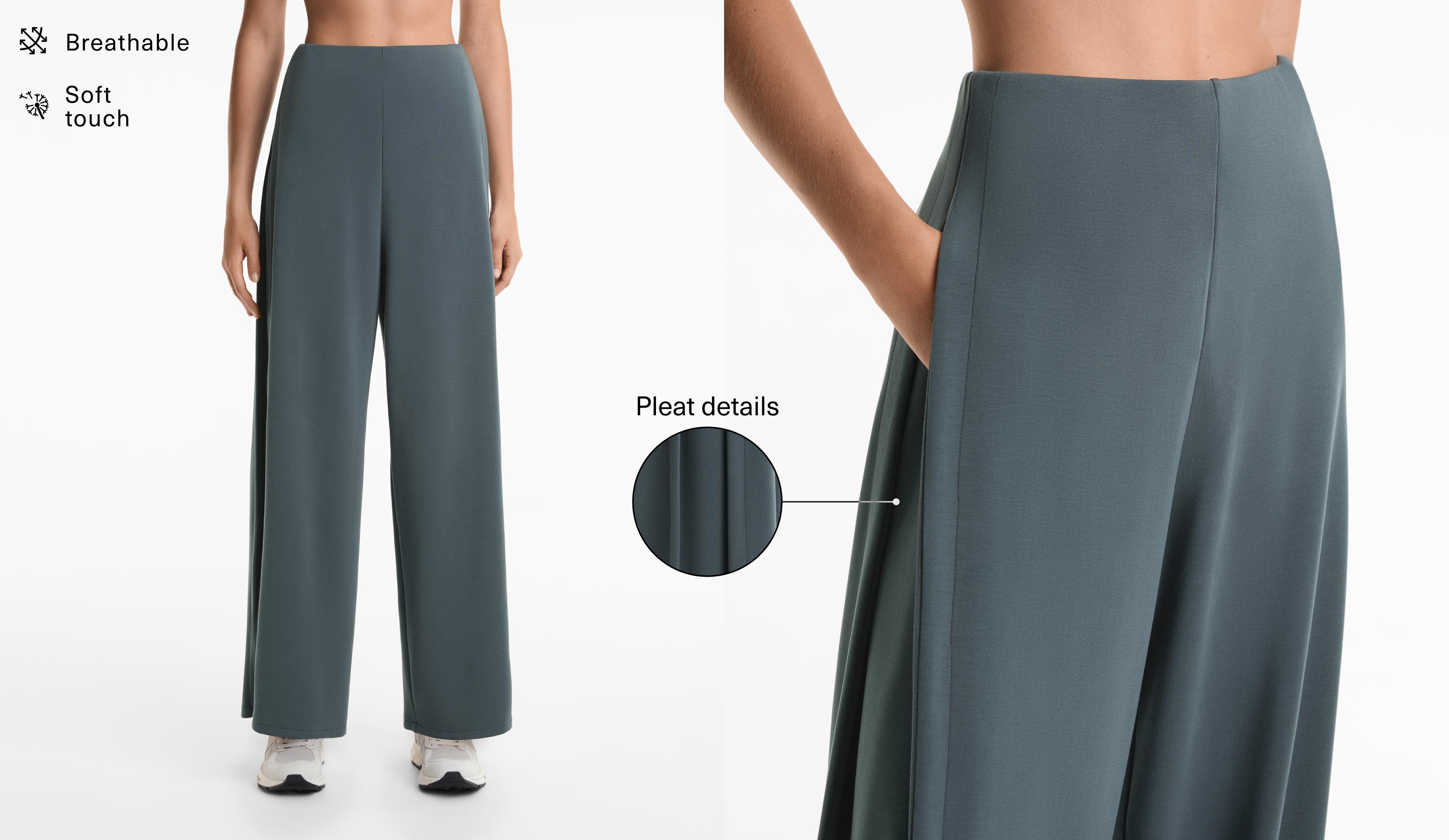 Pantalons wide leg amb plec lateral amb modal i tacte suau.