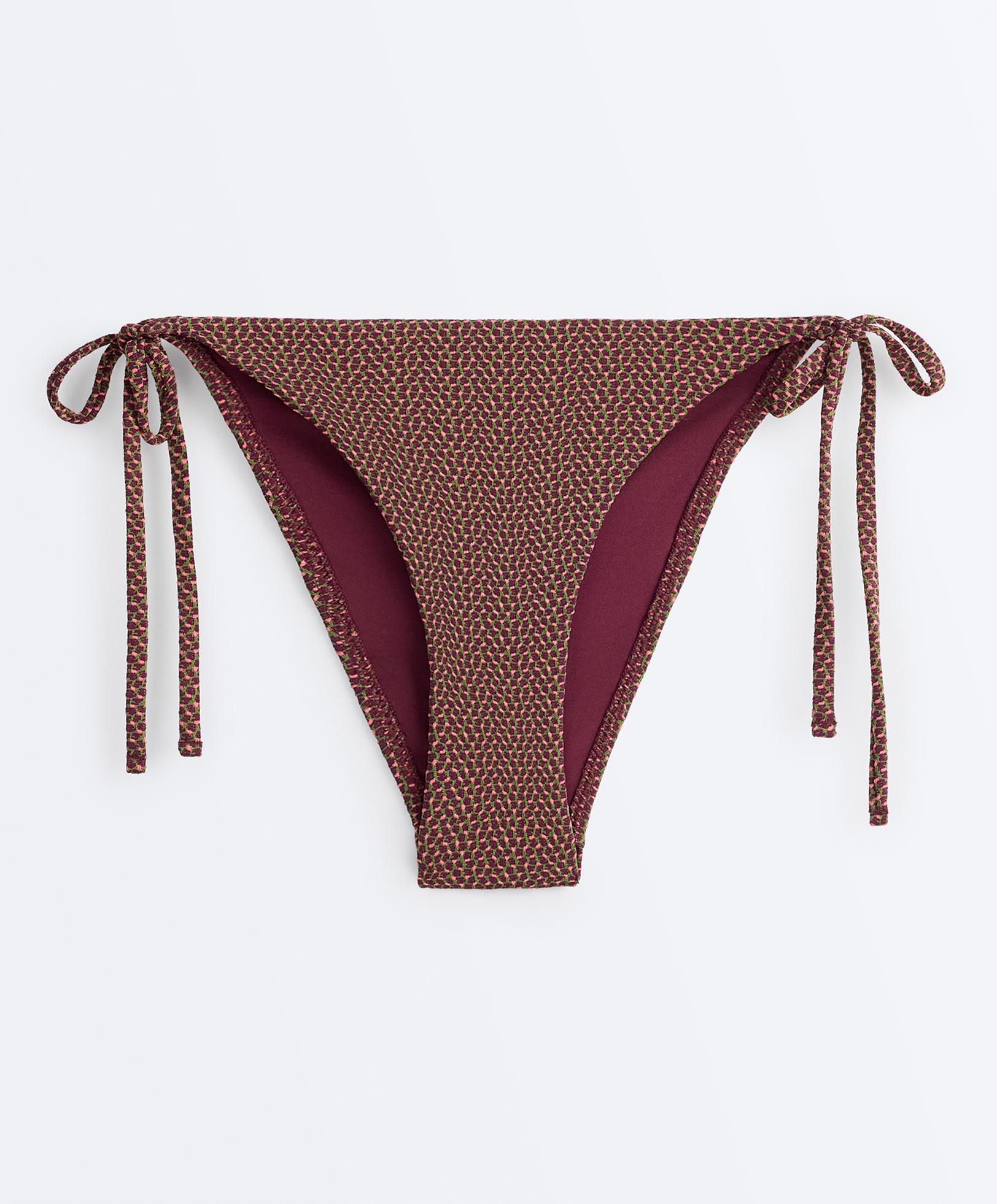 Medium-coverage geometric tie bikini briefs — LIGHT KHAKI