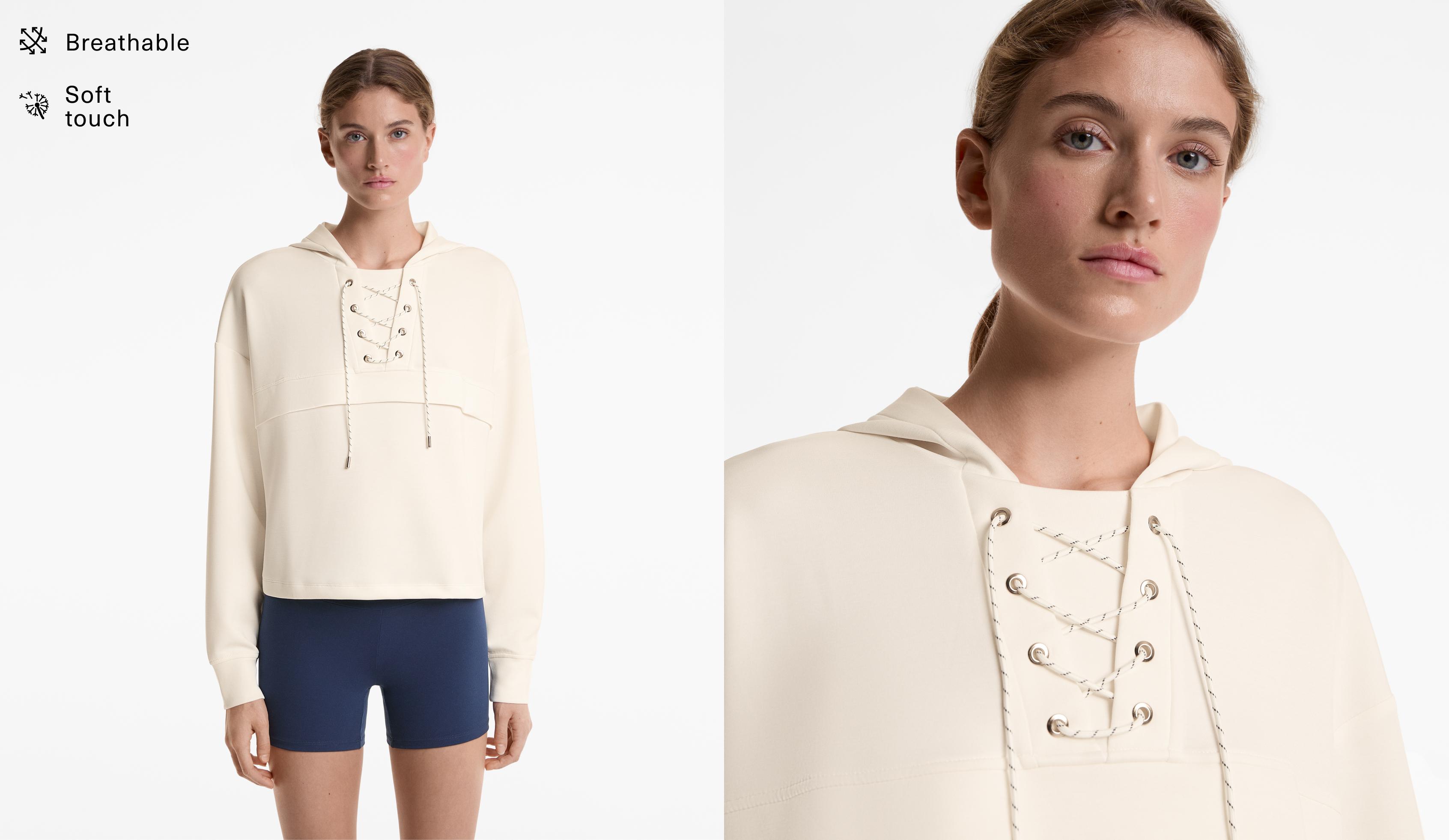 Soft Touch criss-cross drawstring sweatshirt with modal