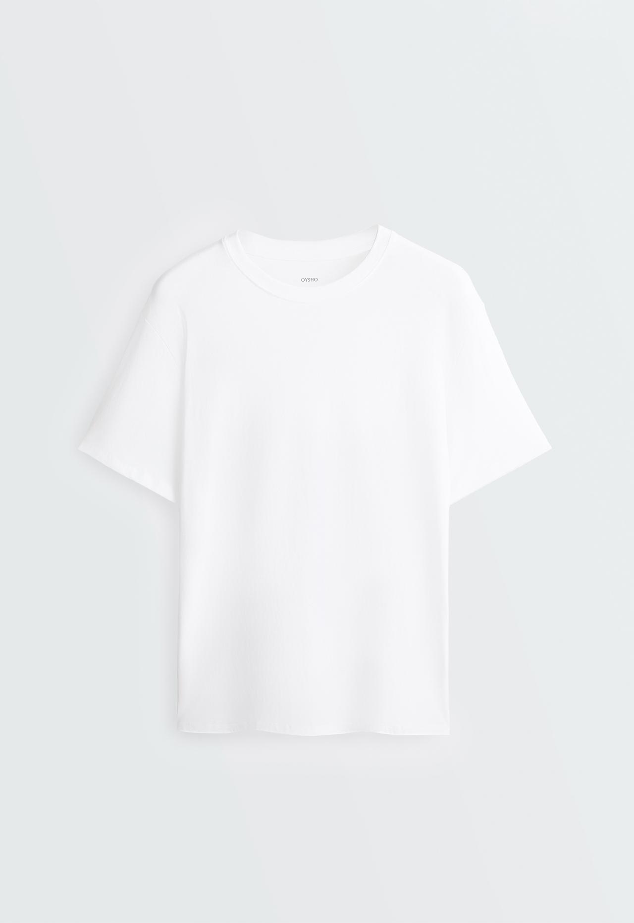Oversize cotton blend short-sleeved T-shirt — WHITE