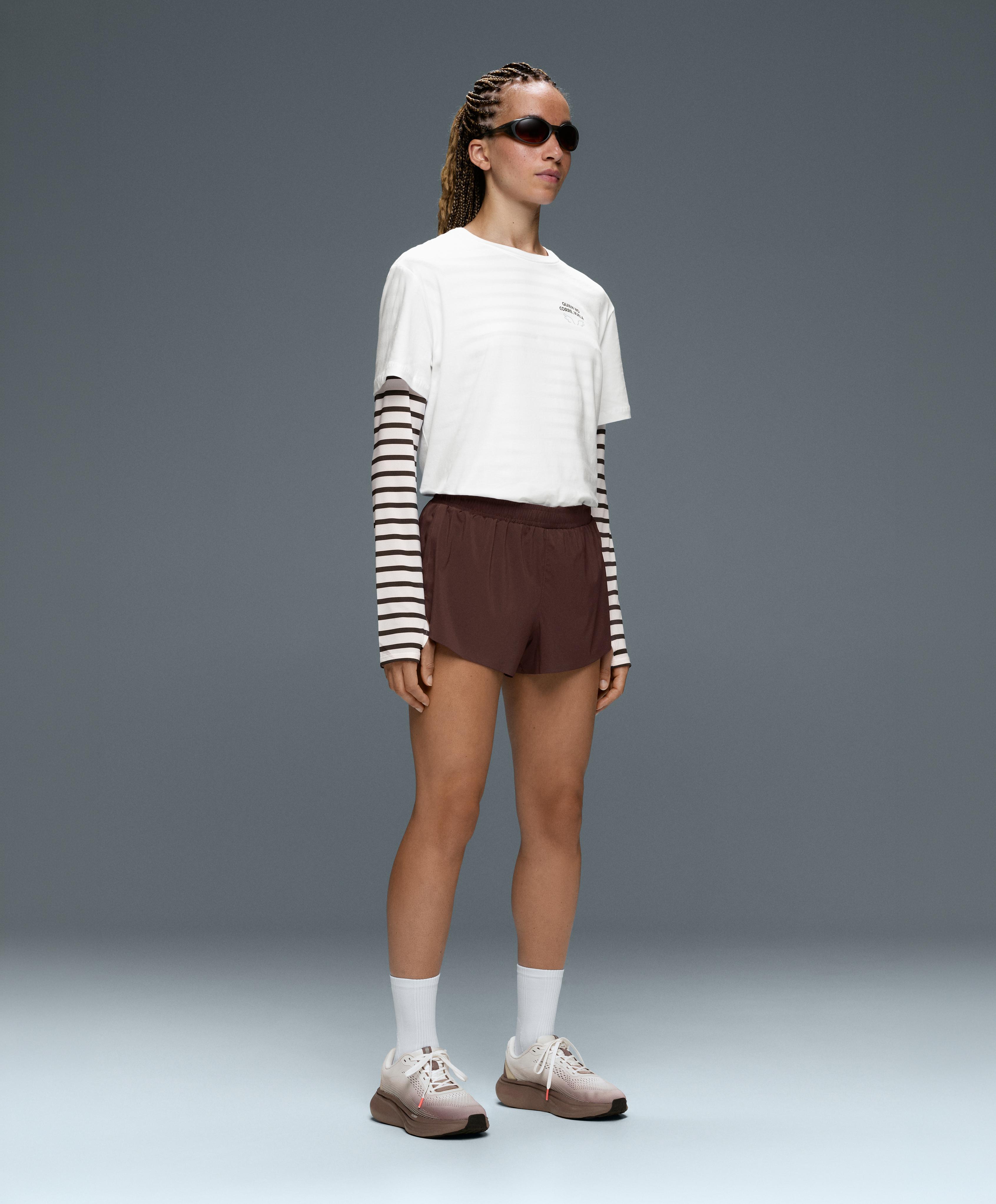 6cm low-rise technical shorts — CHOCOLATE