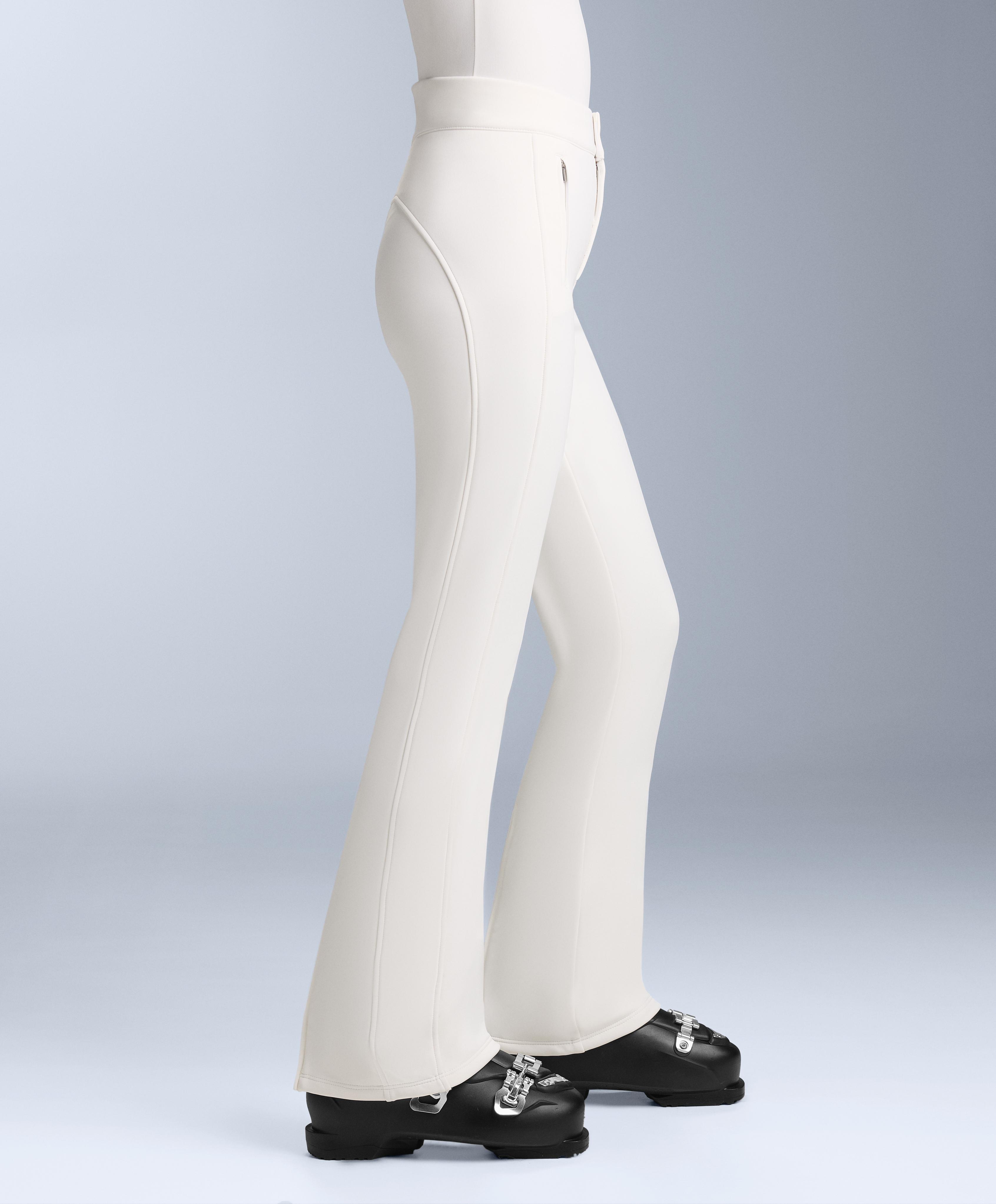 Water-resistant full length flare stretch SKI trousers — WHITE 
