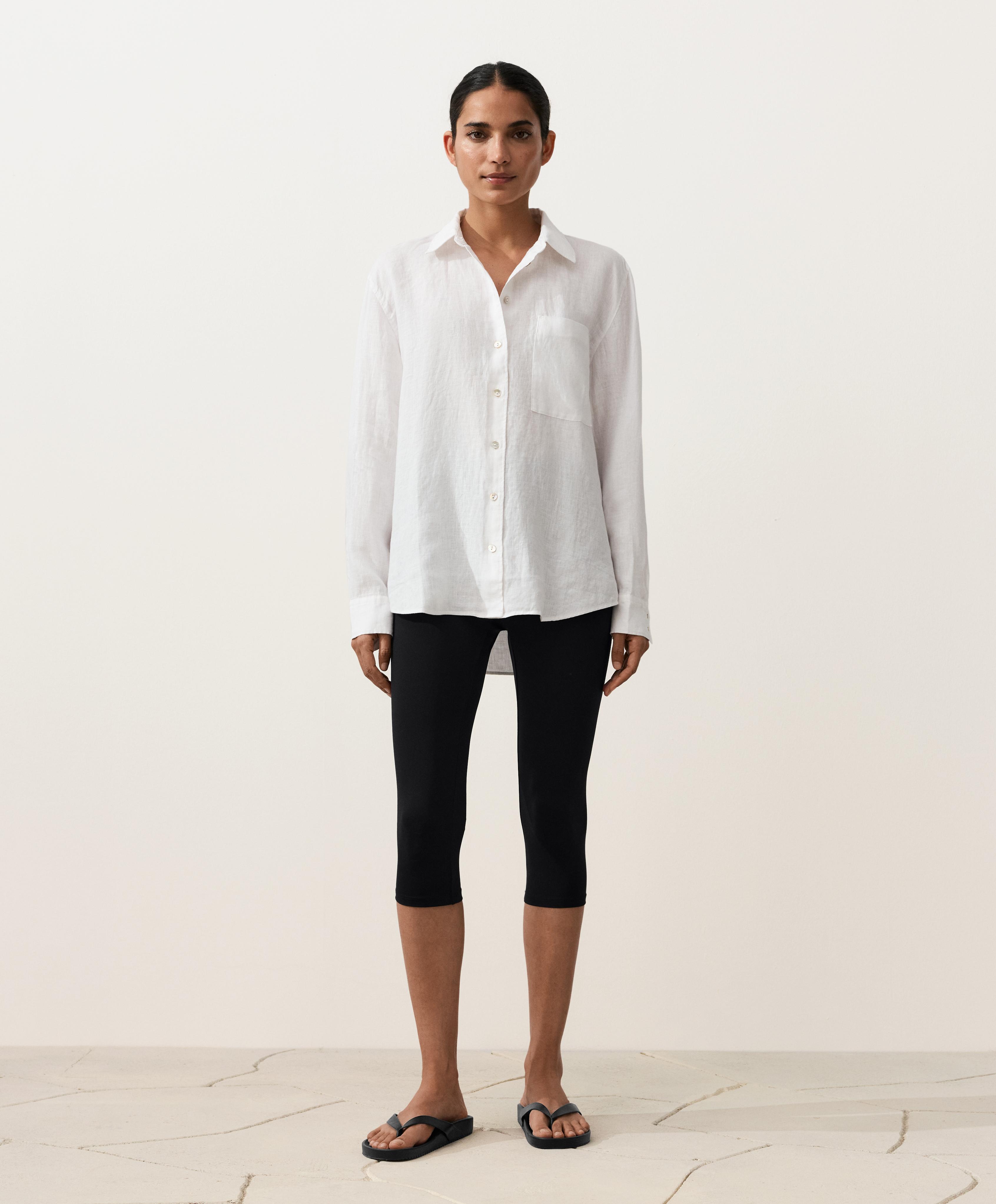 100% linen relaxed shirt — WHITE