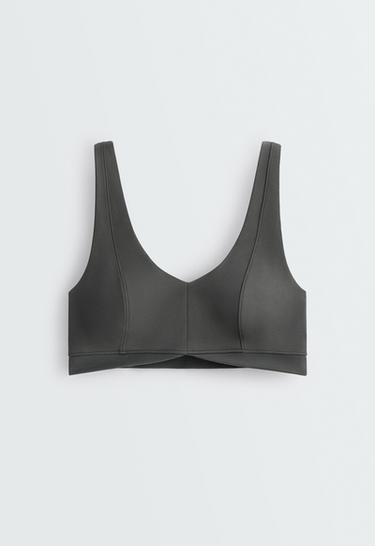 Cotton blend medium-support sports bra — ANTHRACITE GREY 7