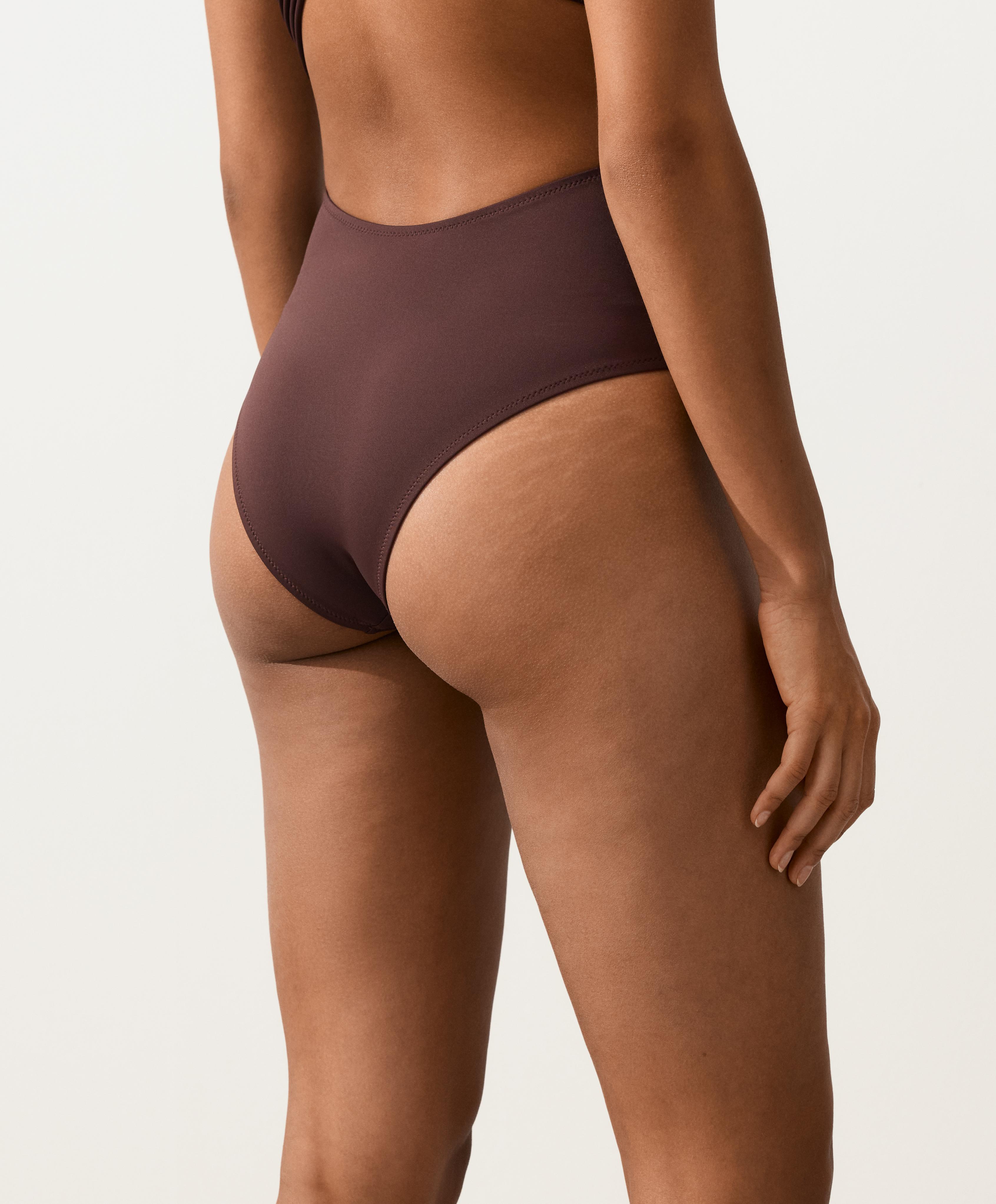 Asymmetric strap trikini — CHOCOLATE