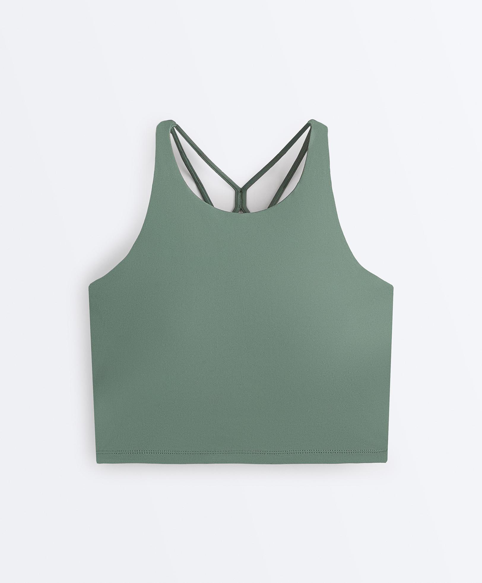 Comfortlux strappy tank top with cups — DARK GREEN