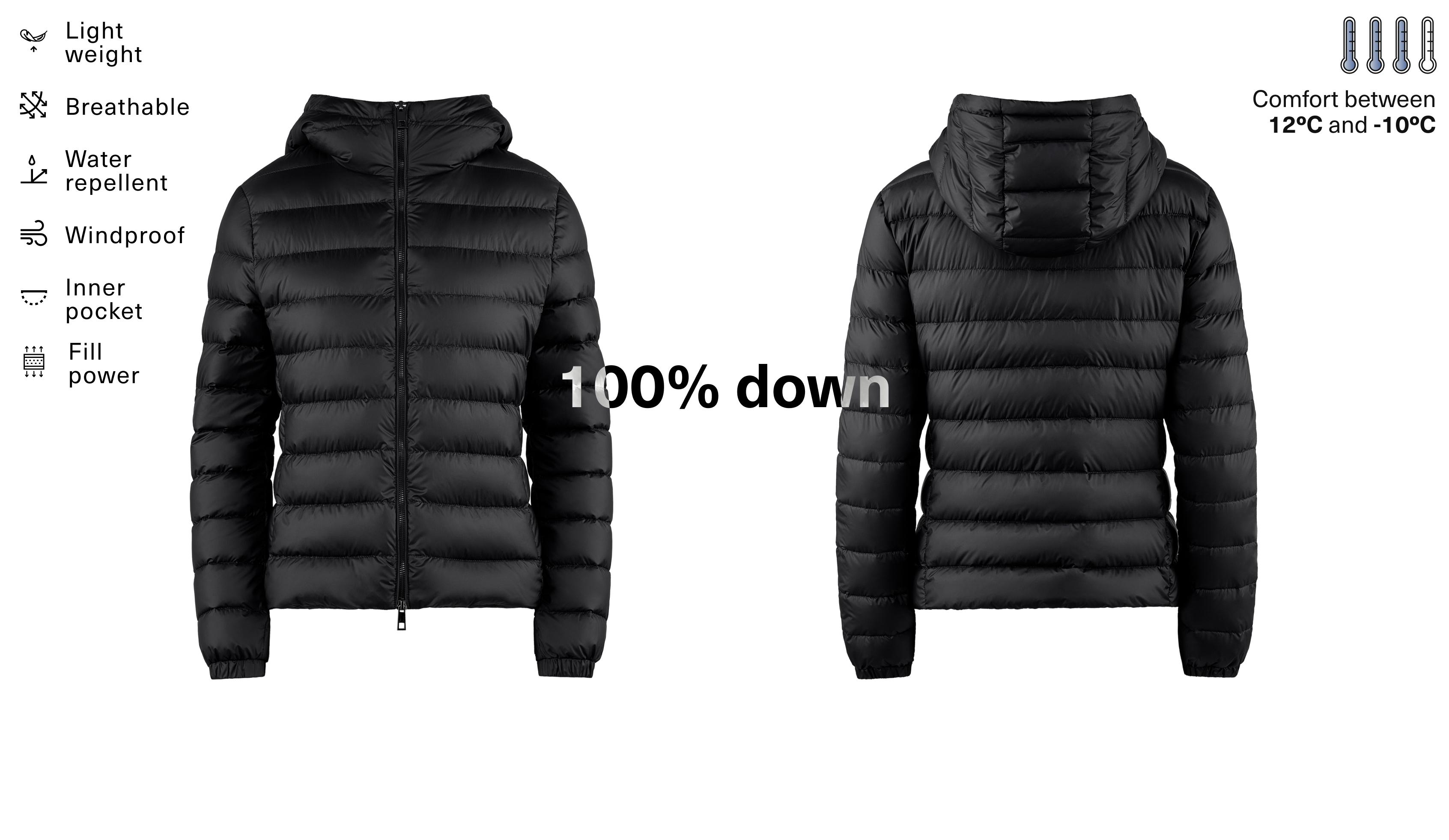 Lightweight 100% down water-repellent jacket