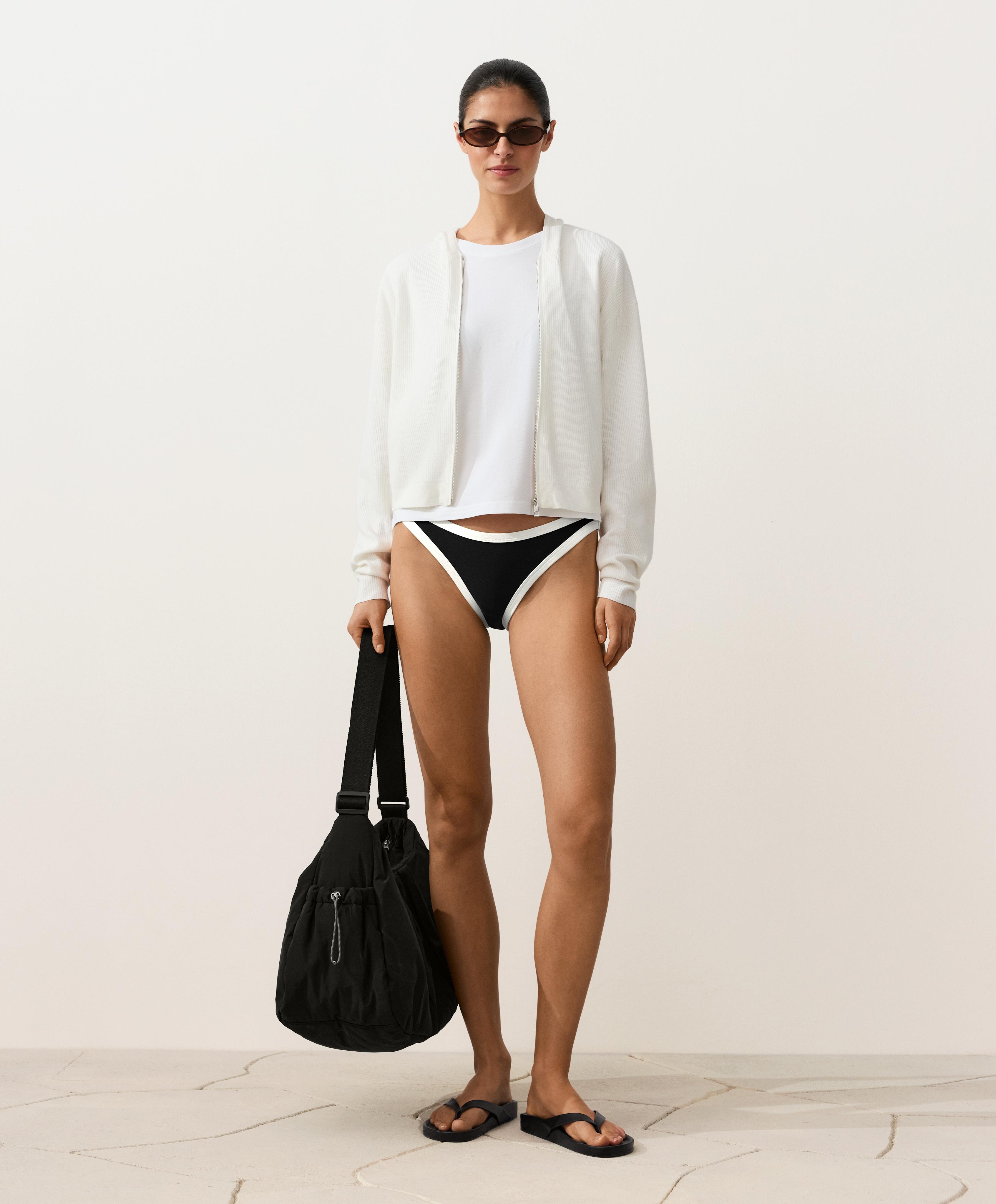 Contrast trim classic bikini briefs — BLACK