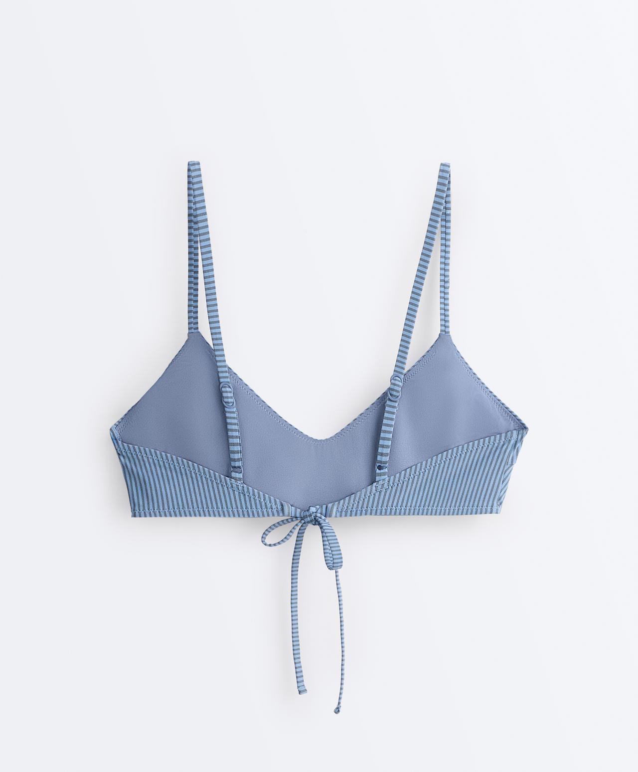 Striped bikini top — SKY BLUE