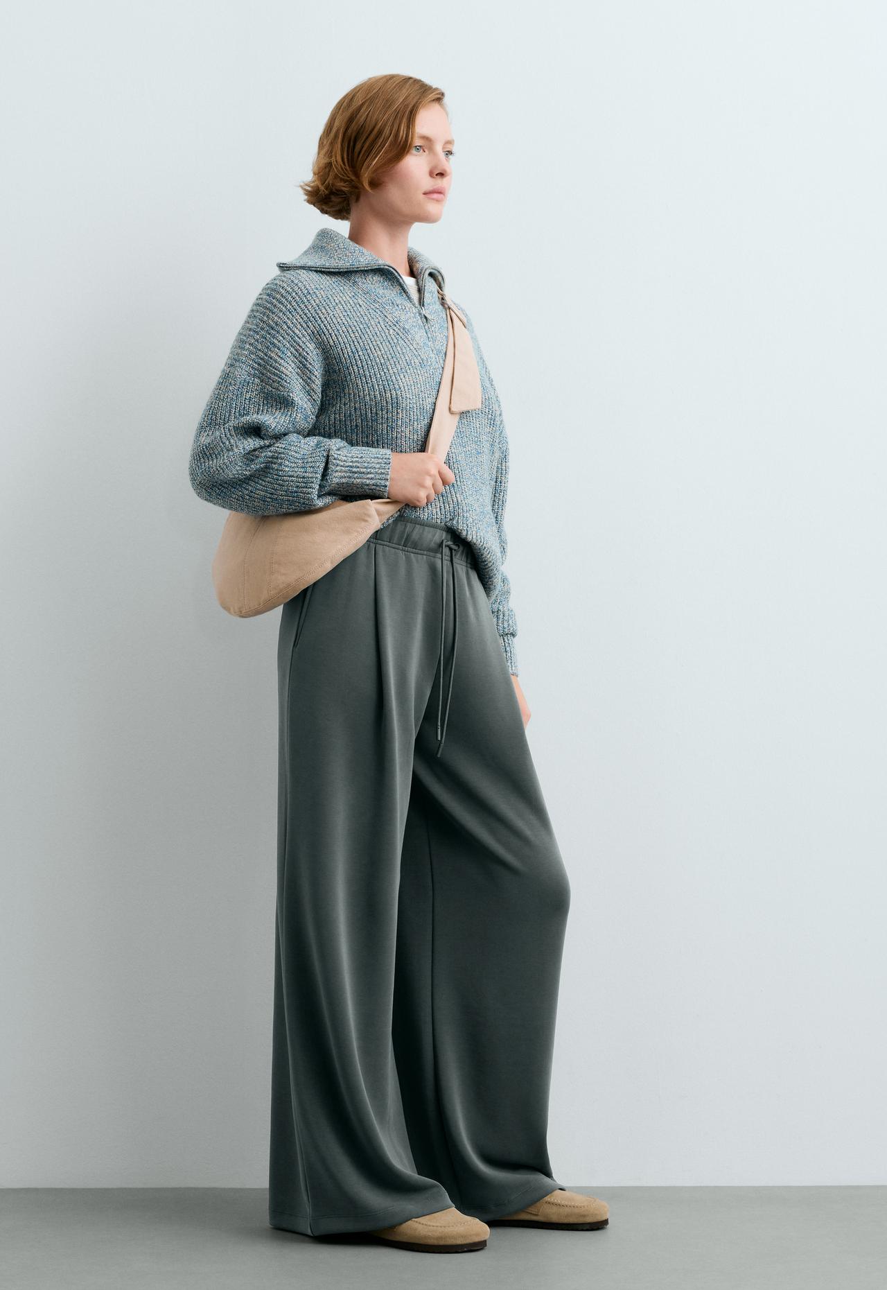 Long Wide leg trousers with modal — OCEAN