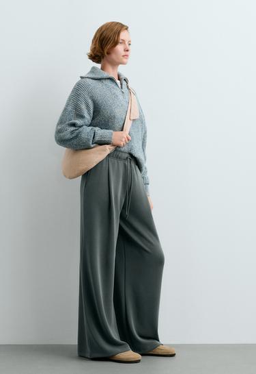 Long Wide leg trousers with modal — OCEAN 1
