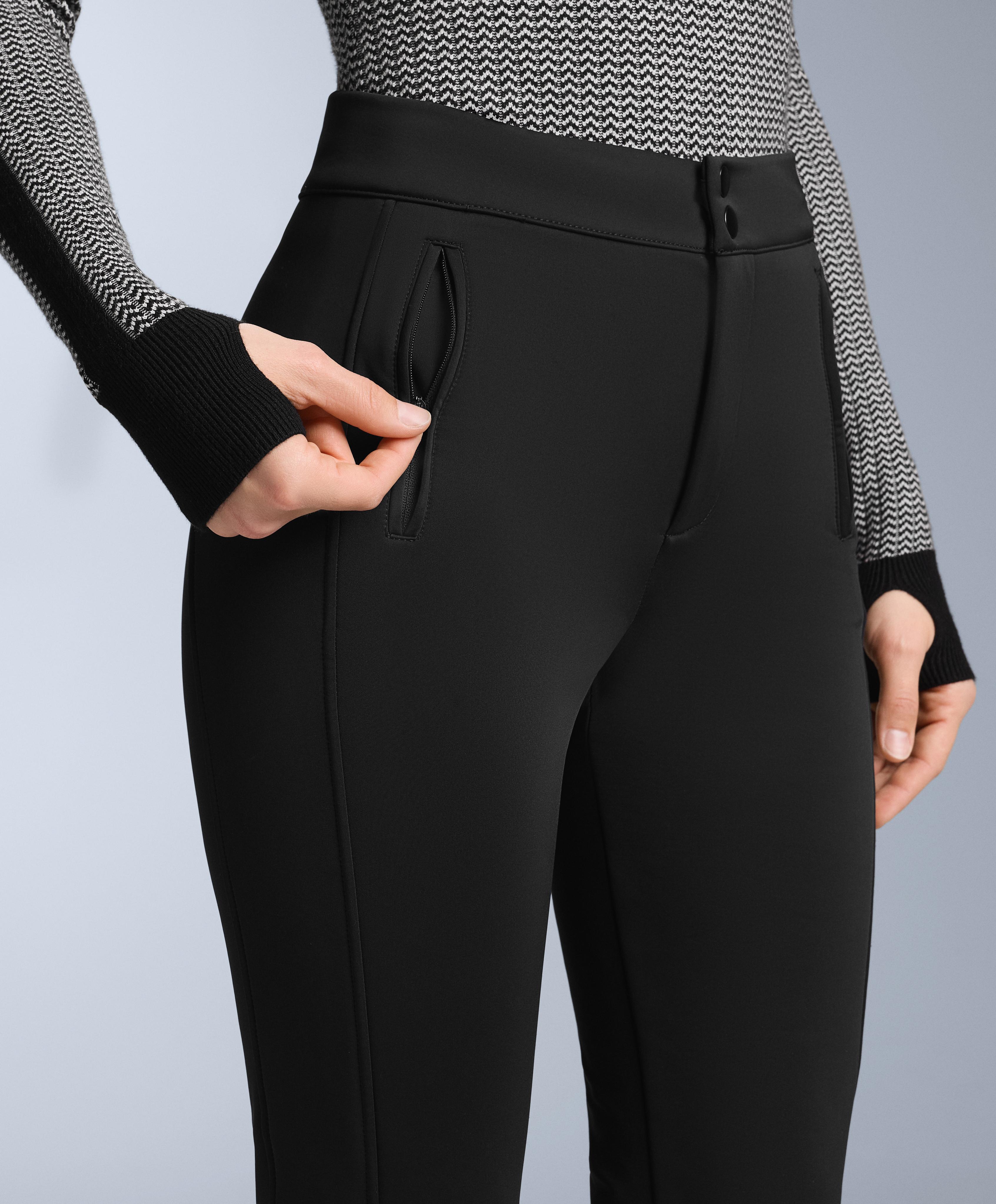Water-resistant flare stretch SKI trousers — BLACK