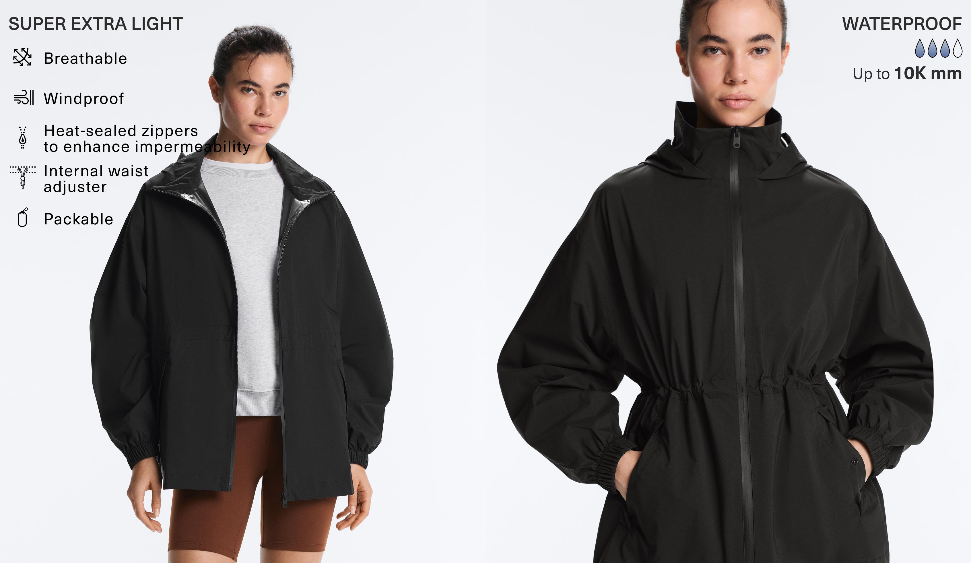 Super extra lightweight 10k packable waterproof jacket — BLACK