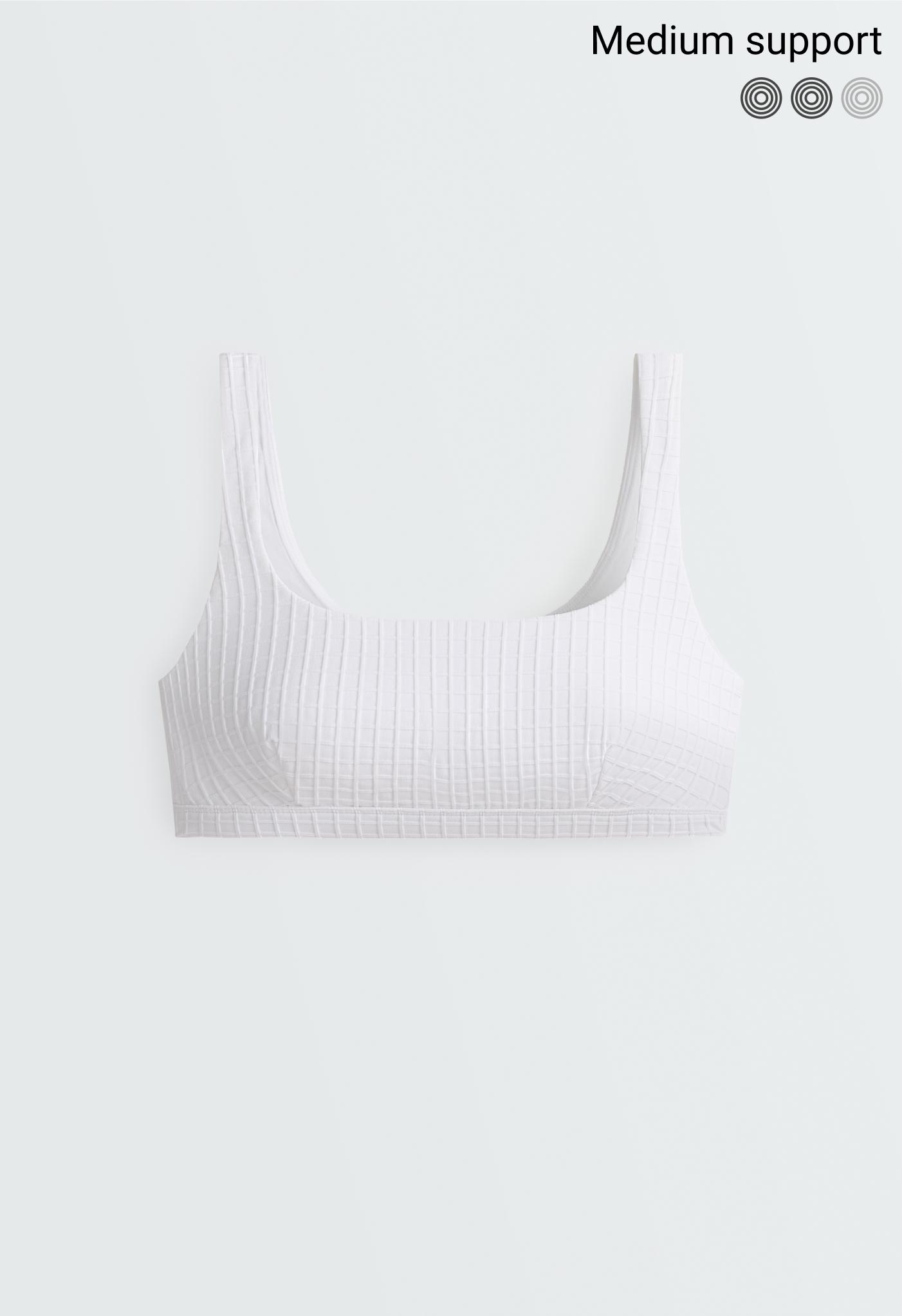 Medium-support check sports bra — WHITE 