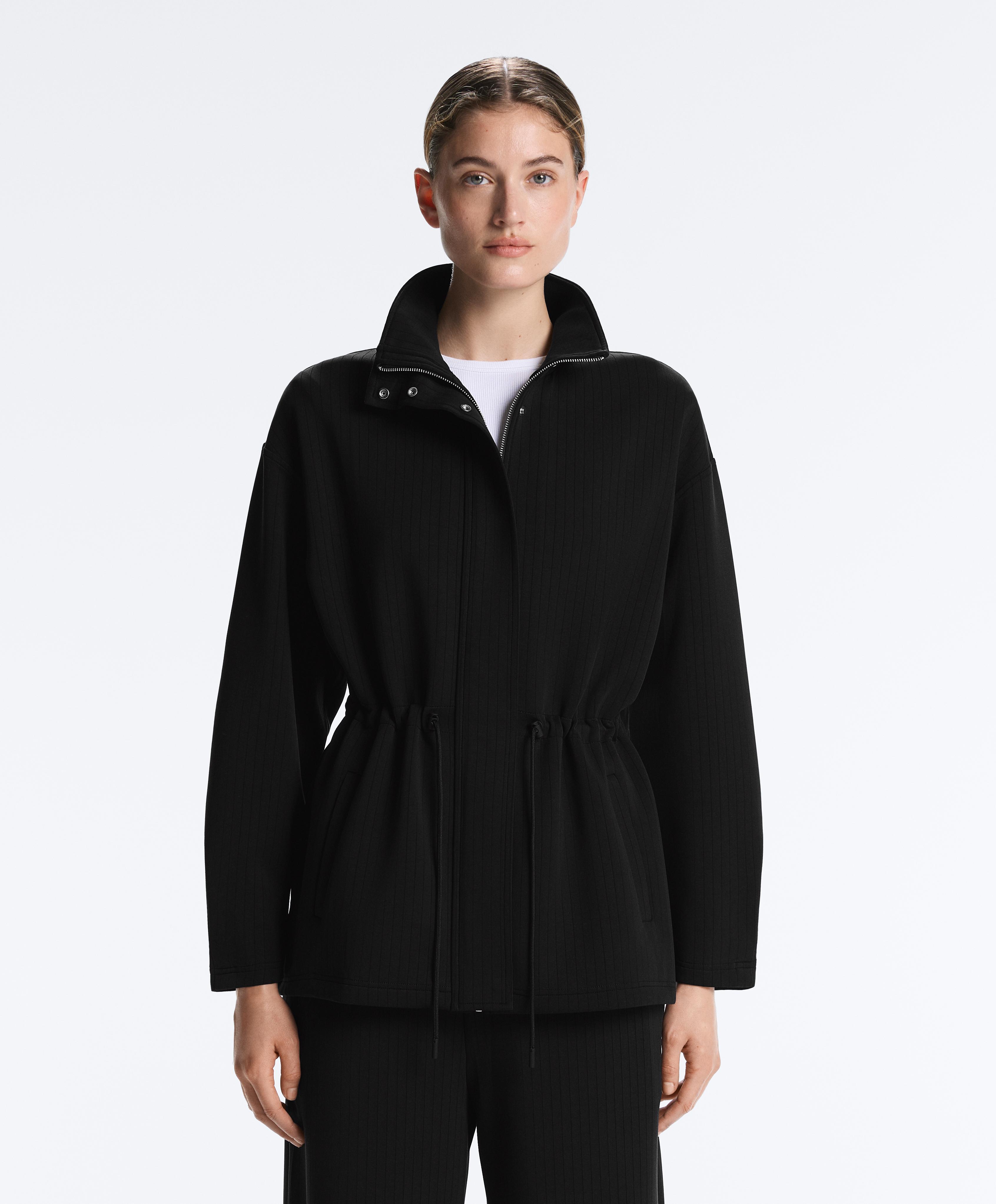Long Utility jacket with soft-touch modal — BLACK