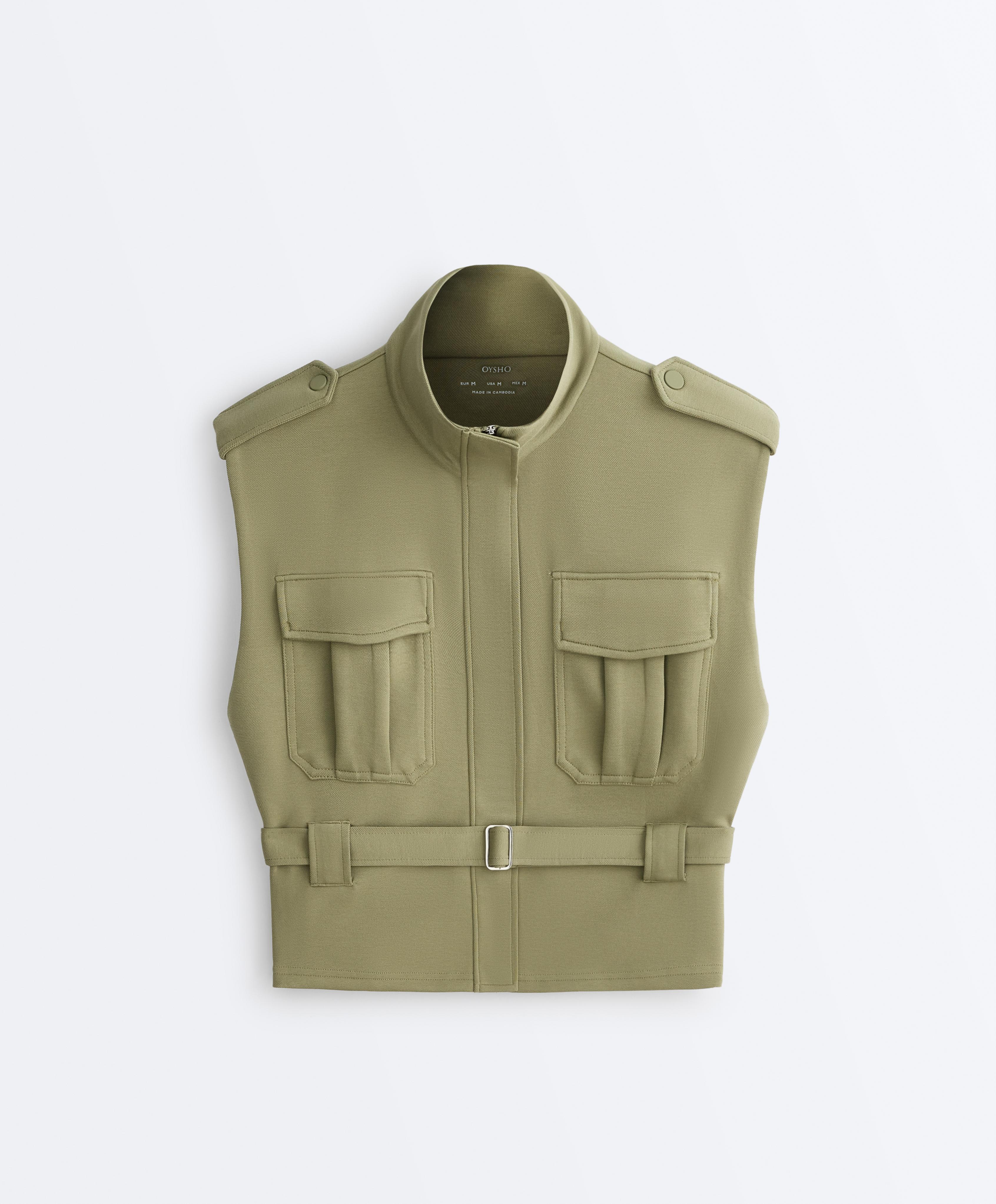 Utility piqué gilet with cotton belt — YELLOW GREEN